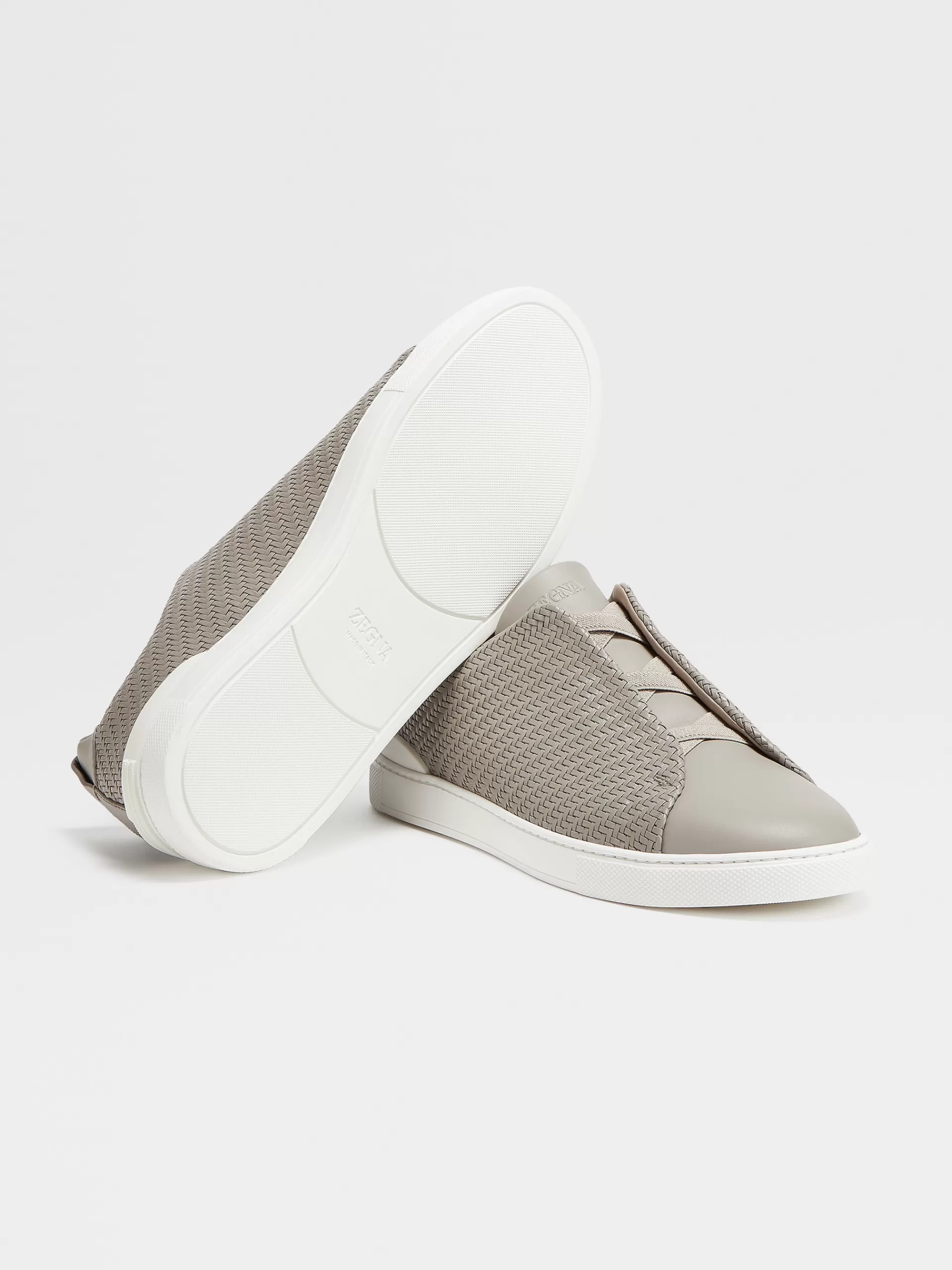 Flash Sale ZEGNA Baskets Basses Pelletessuta™ Triple Stitch™ Gris Clair