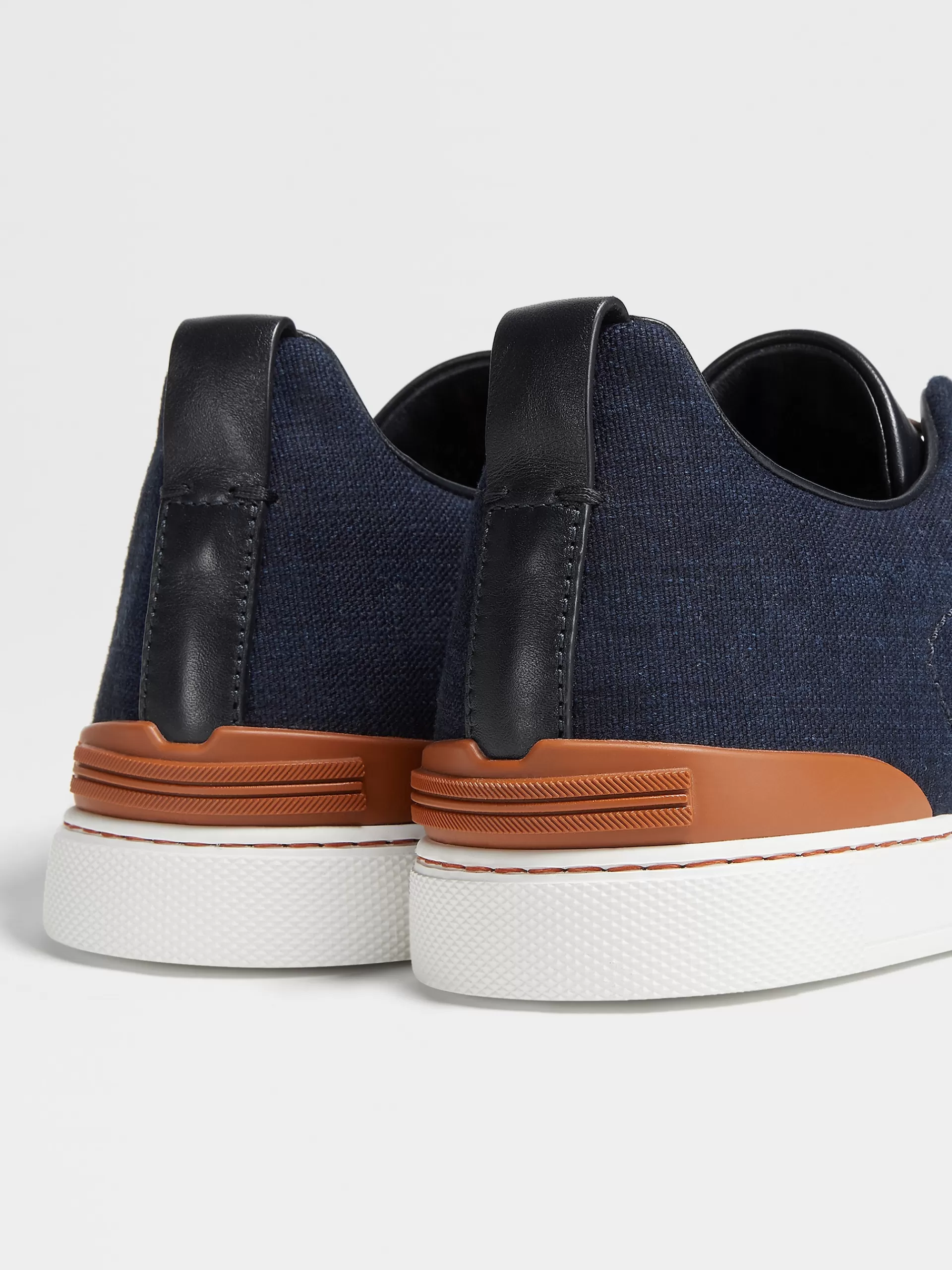 Outlet ZEGNA Baskets Basses Triple Stitch™ En Denim De Coton Bleu