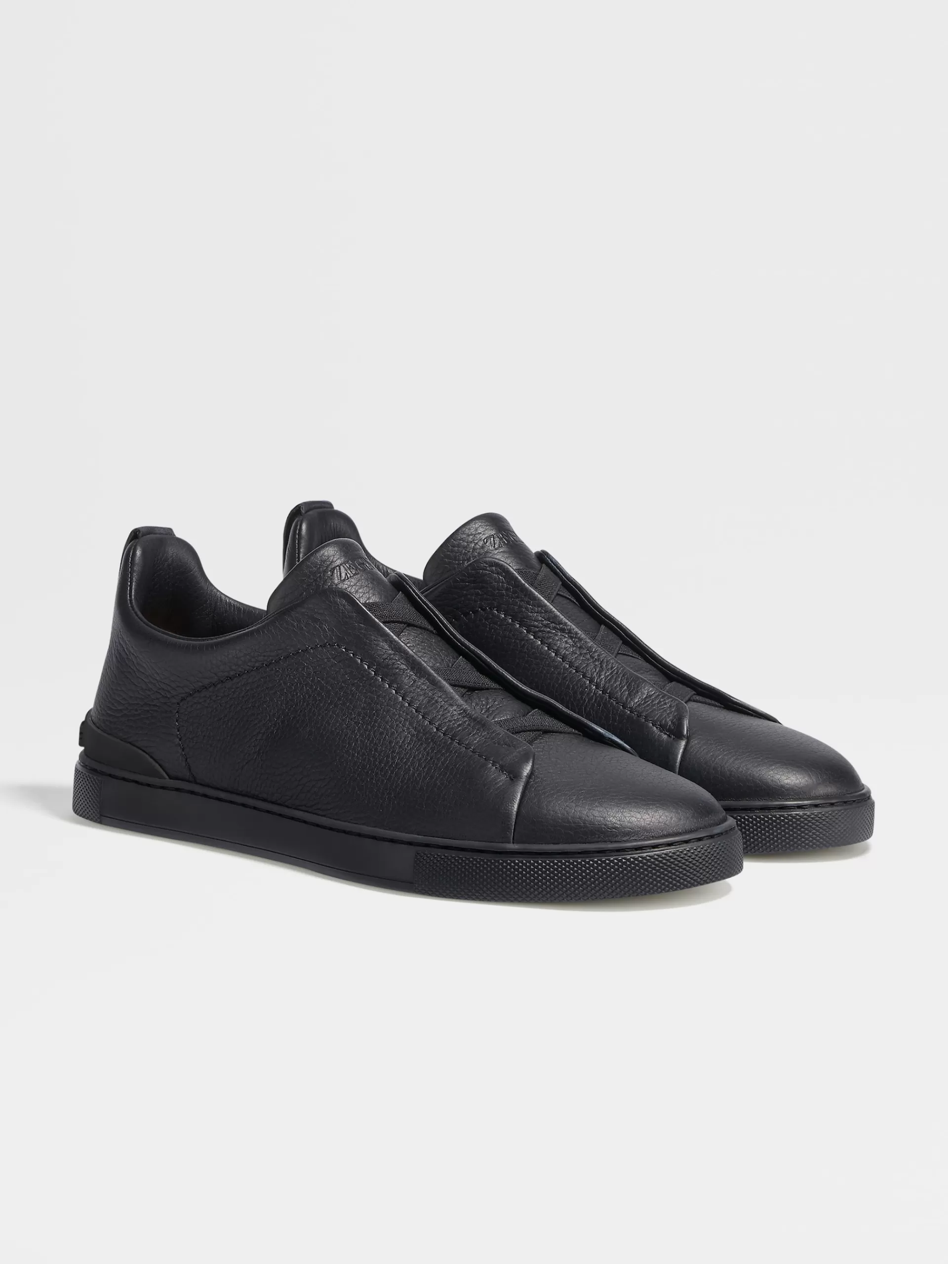 New ZEGNA Baskets Triple Stitch™ En Cuir De Cerfes Noir