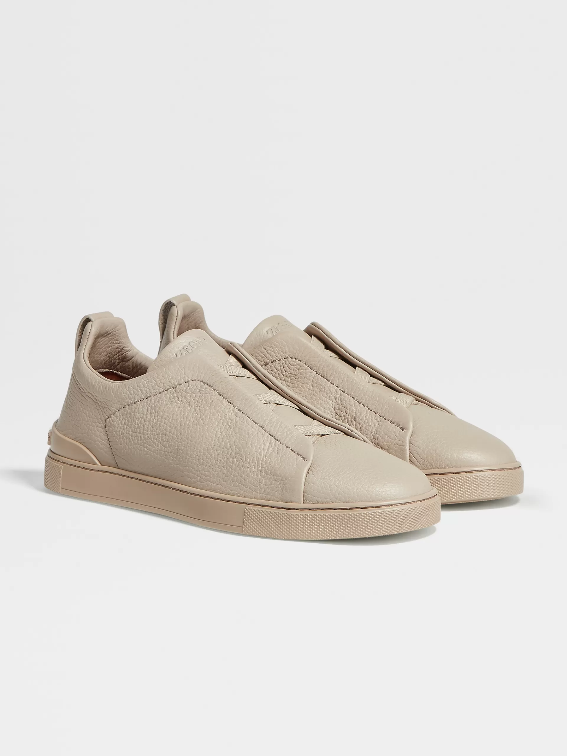 Clearance ZEGNA Baskets Triple Stitch™ En Cuir De Cerfs Beige