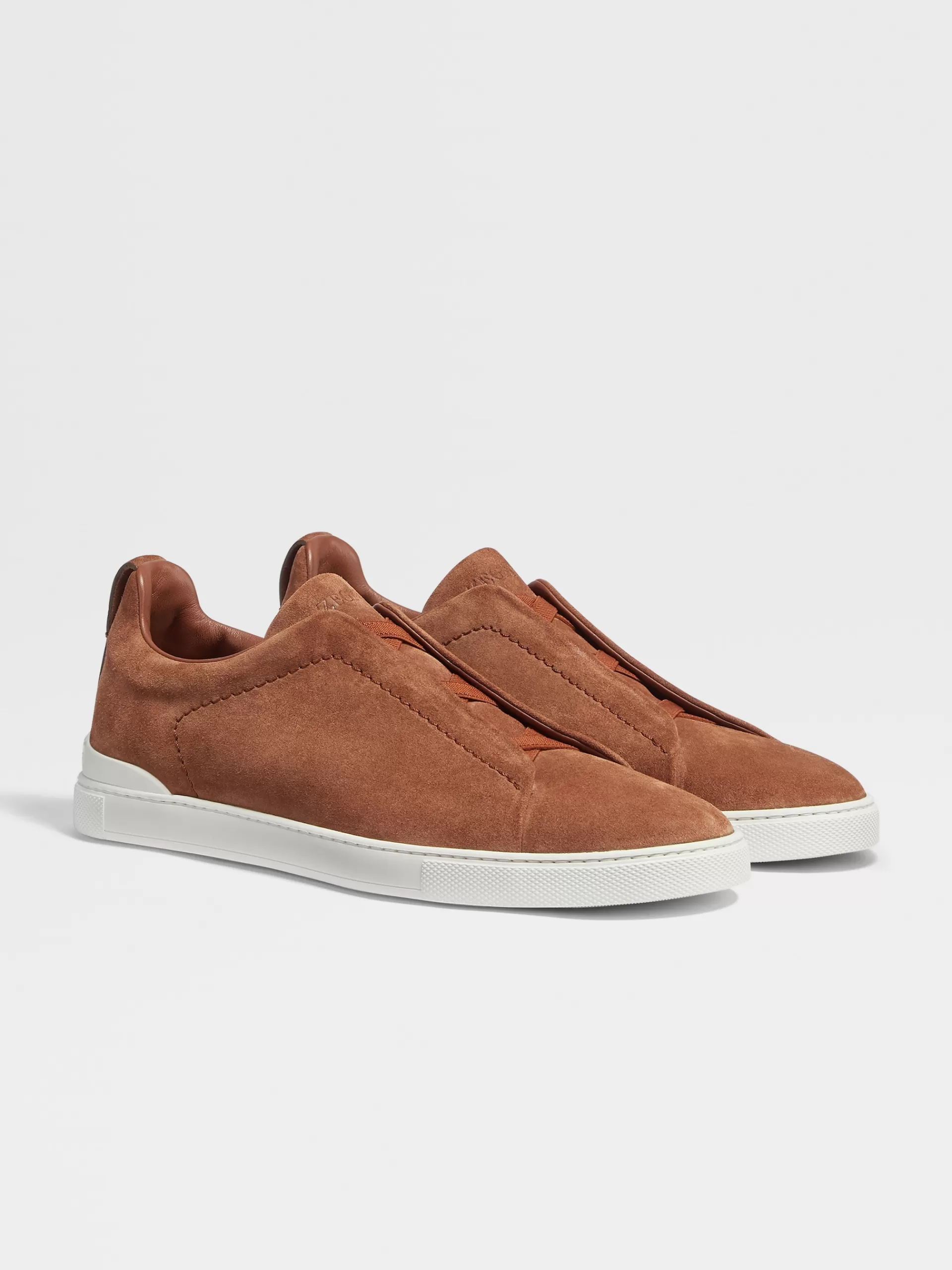 Online ZEGNA Baskets Triple Stitch™ En Veau Velours Brun Tabac