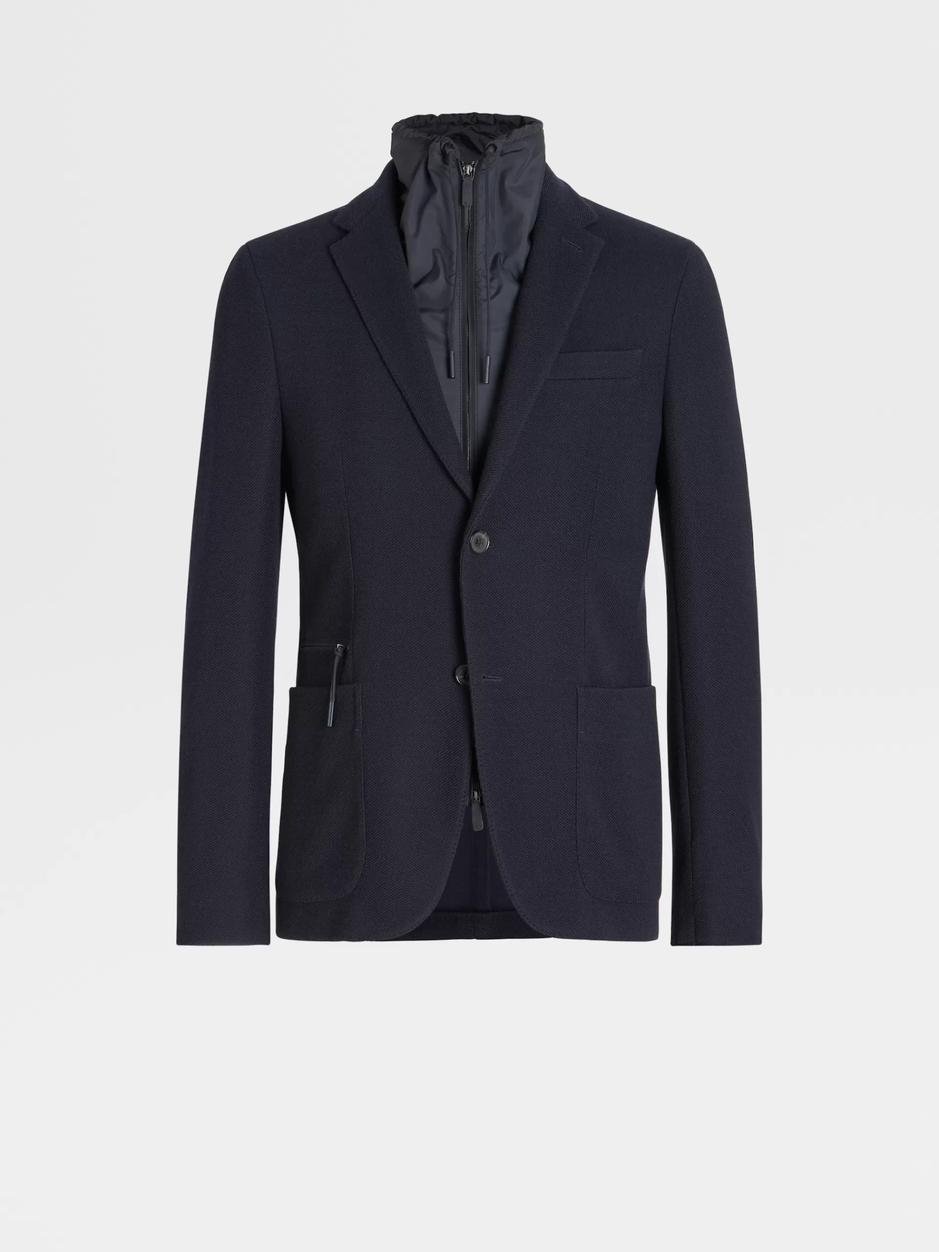 Sale ZEGNA Blazer En Jersey De Laine Et Coton High Performance™ Bleu Marine