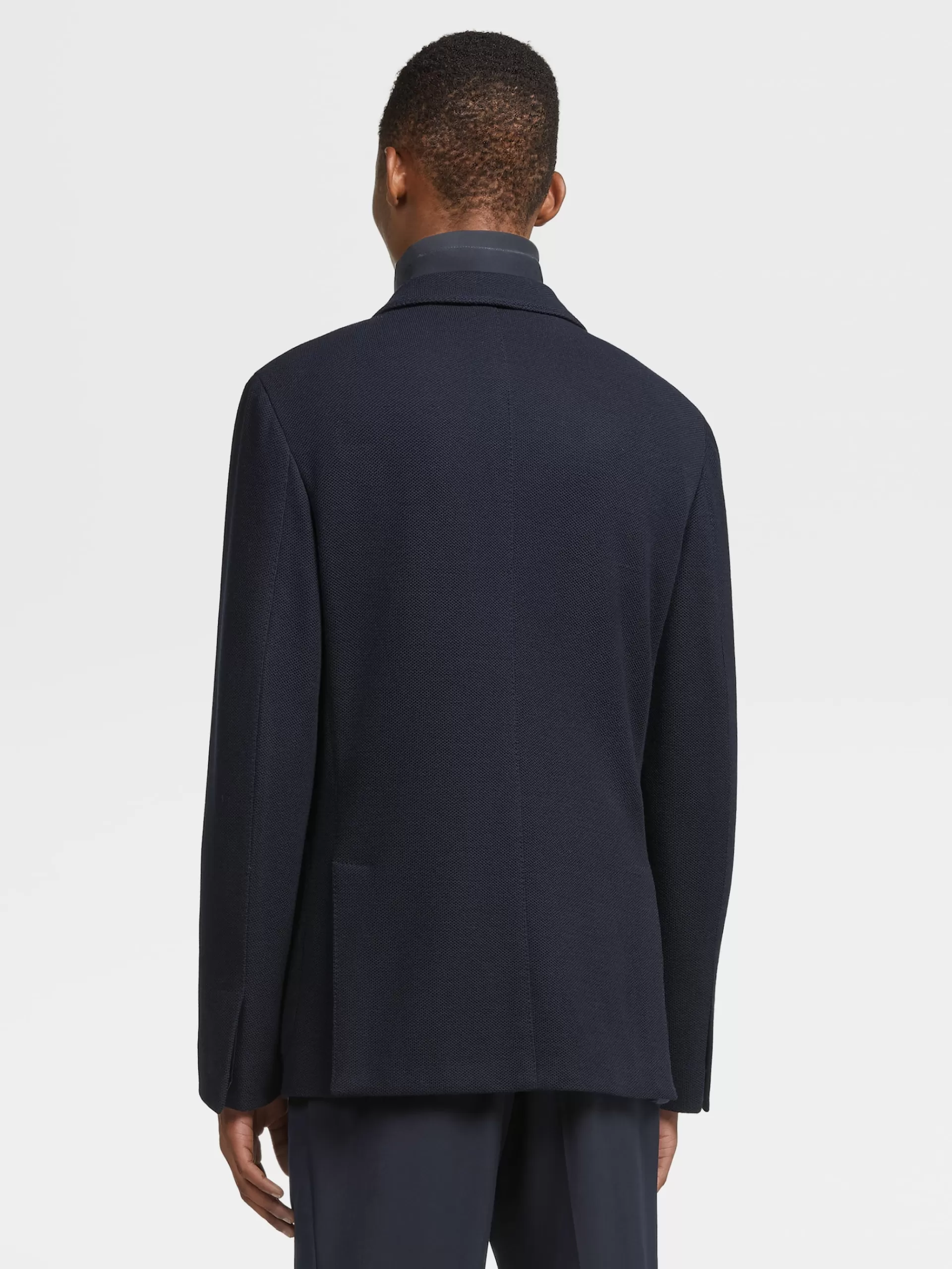 Sale ZEGNA Blazer En Jersey De Laine Et Coton High Performance™ Bleu Marine