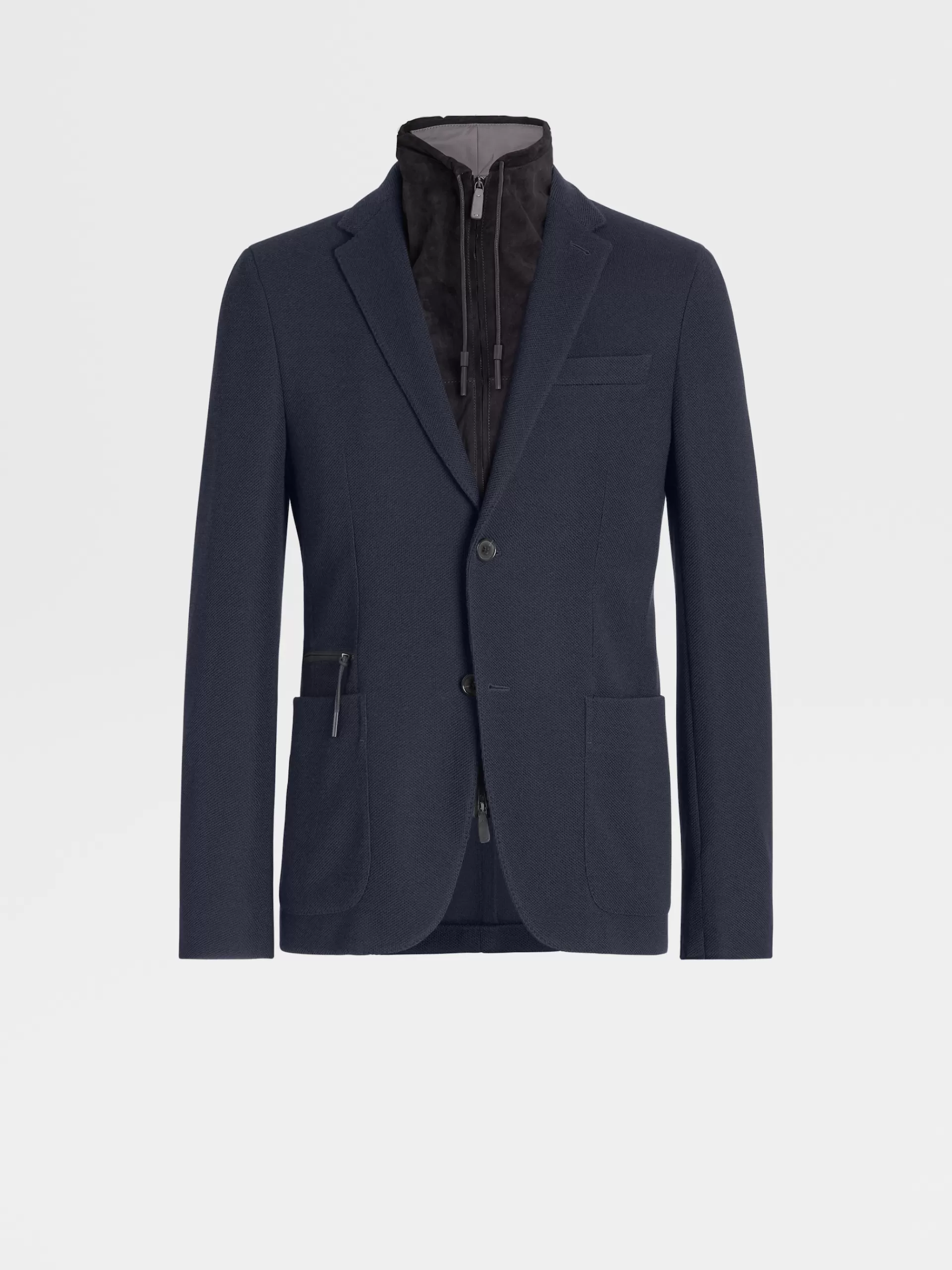 Best Sale ZEGNA Blazer En Jersey De Laine High Performance™ Et Coton Bleu Marine