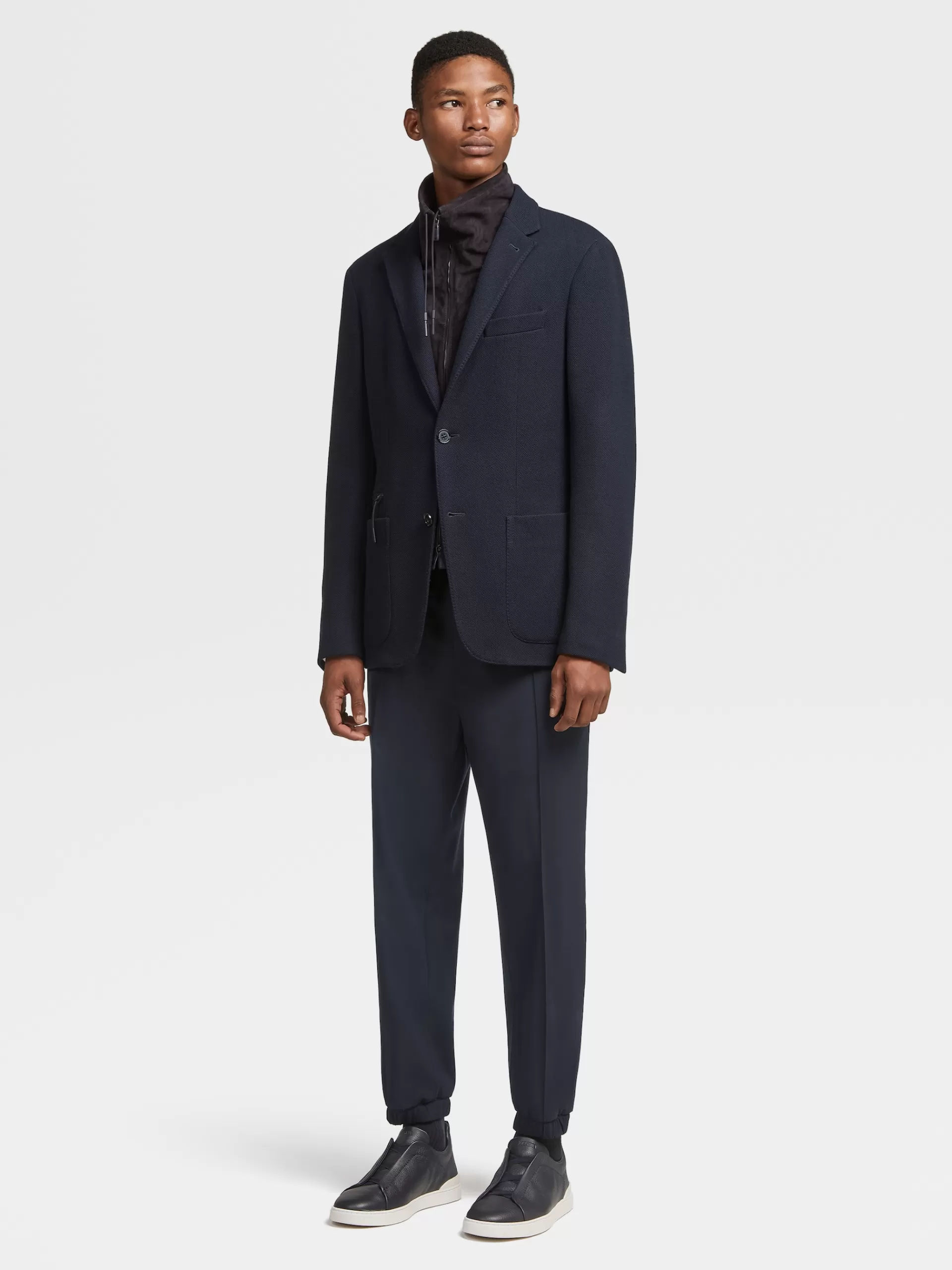 Best Sale ZEGNA Blazer En Jersey De Laine High Performance™ Et Coton Bleu Marine
