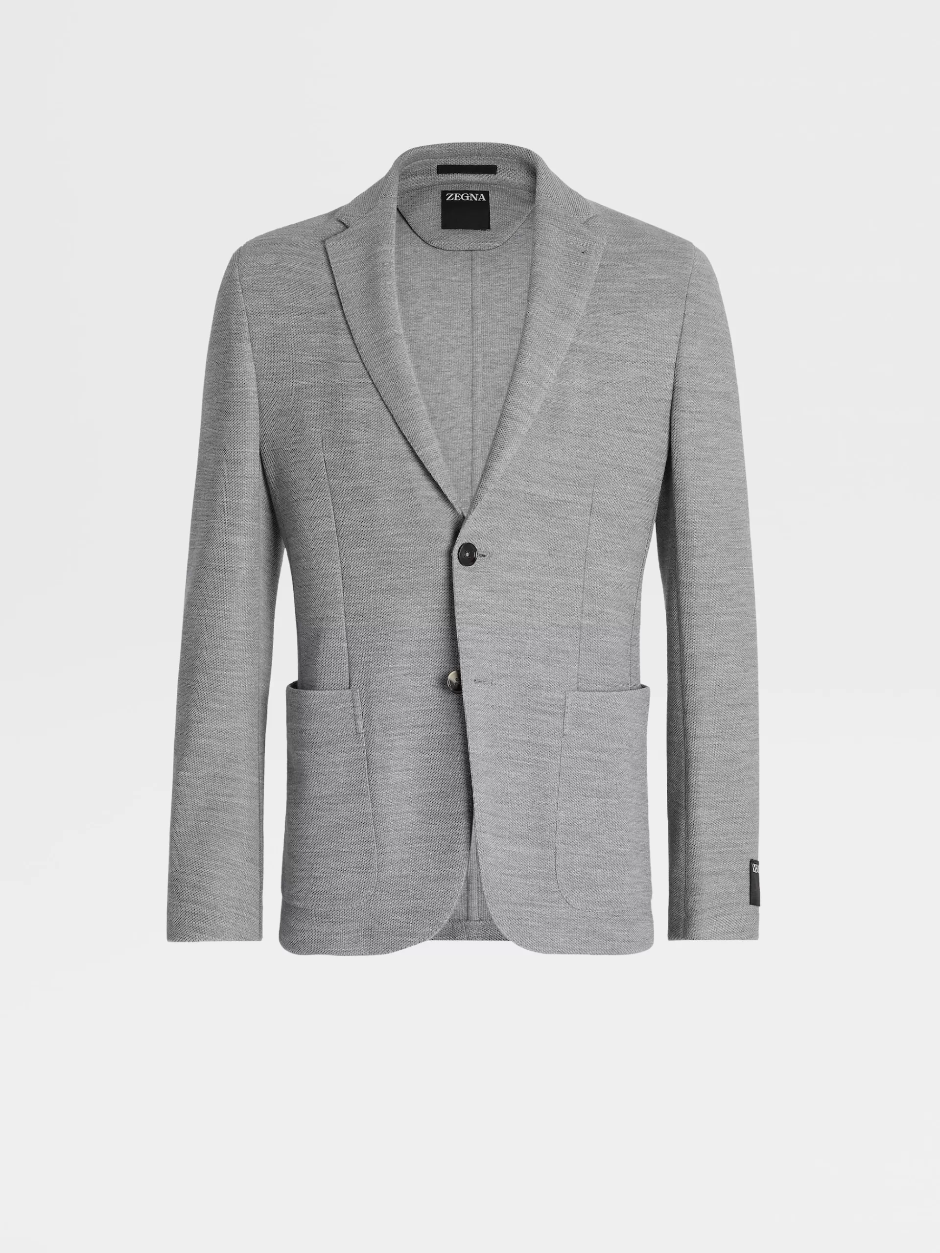 Sale ZEGNA Blazer Packaway En Jersey De Laine Et Coton High Performance™ Gris Clair