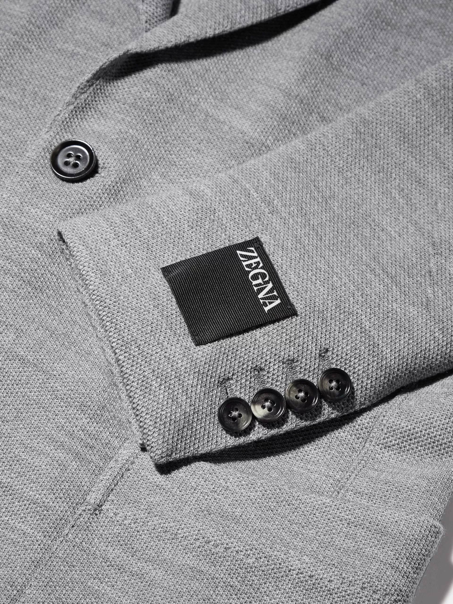 Sale ZEGNA Blazer Packaway En Jersey De Laine Et Coton High Performance™ Gris Clair