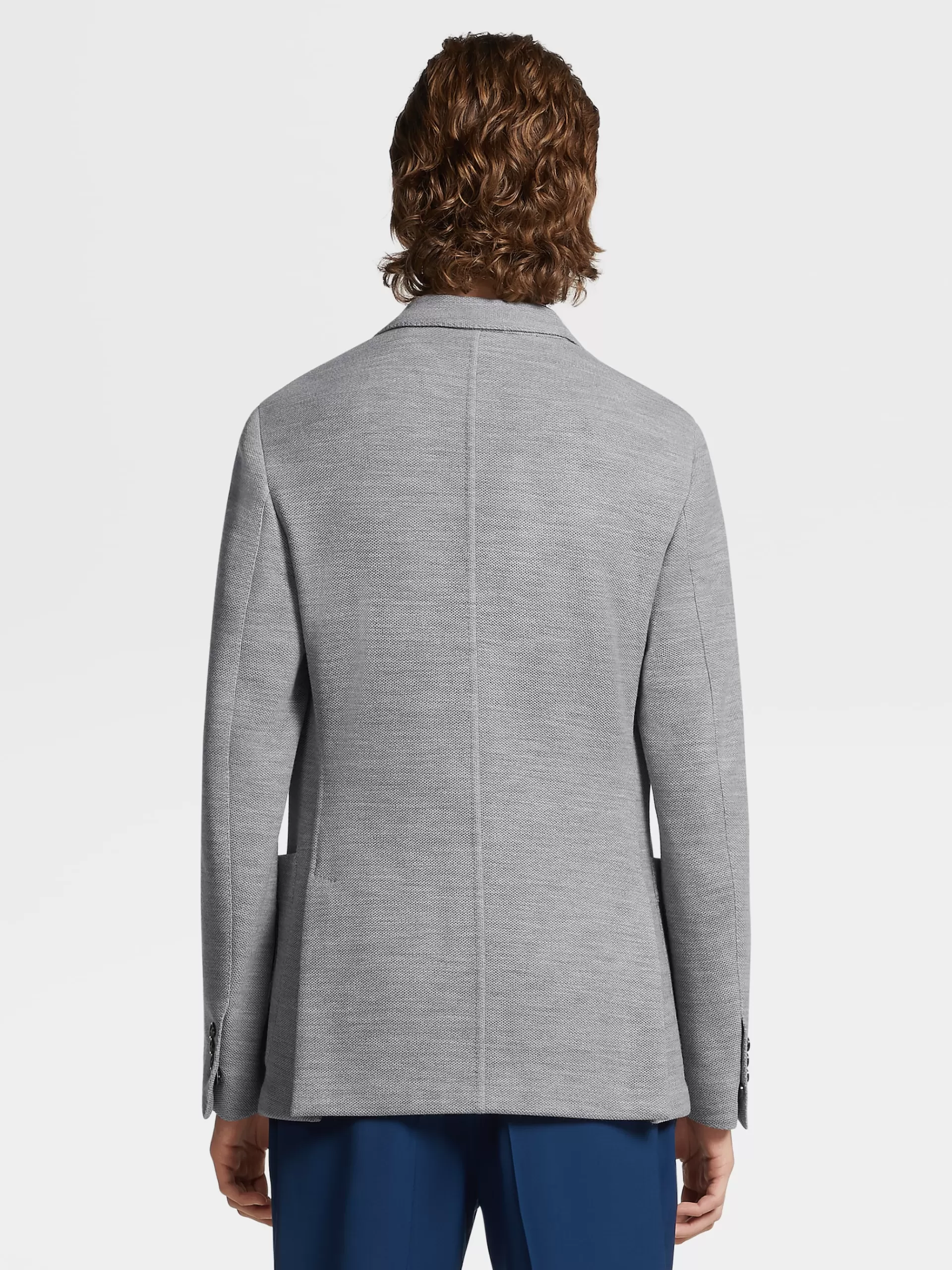 Sale ZEGNA Blazer Packaway En Jersey De Laine Et Coton High Performance™ Gris Clair