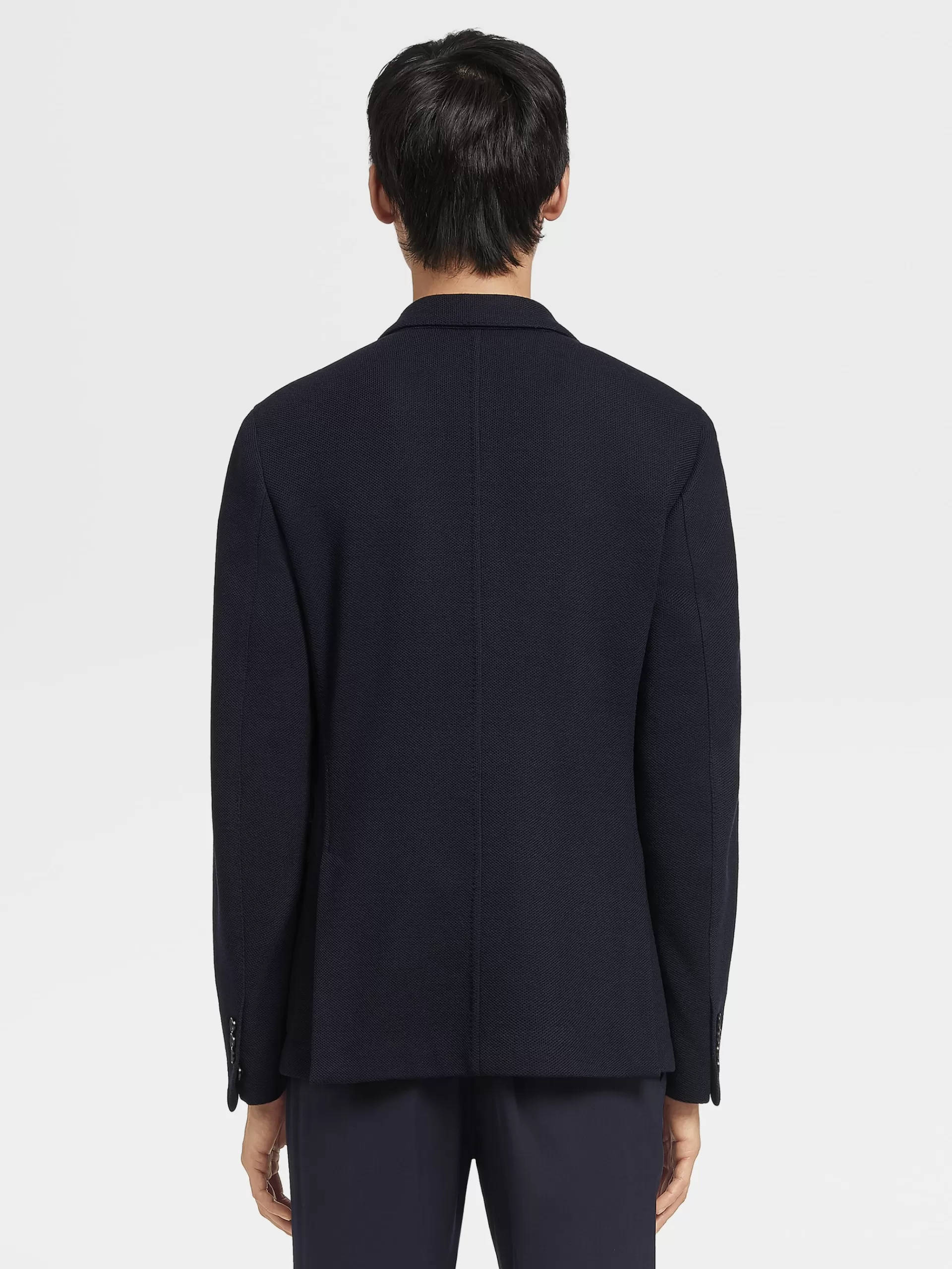 Discount ZEGNA Blazer Packaway En Jersey De Laine High Performance™ Et Coton Bleu Marine