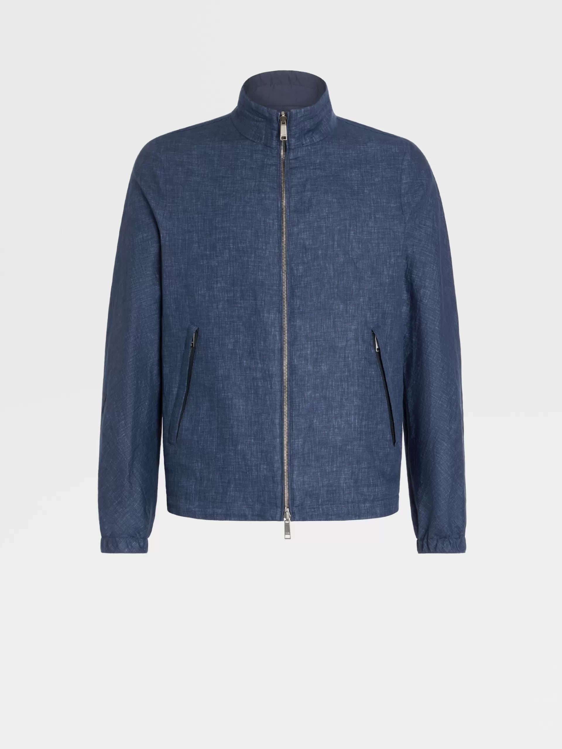 Clearance ZEGNA Blouson En Lin Pur Bleu Marine