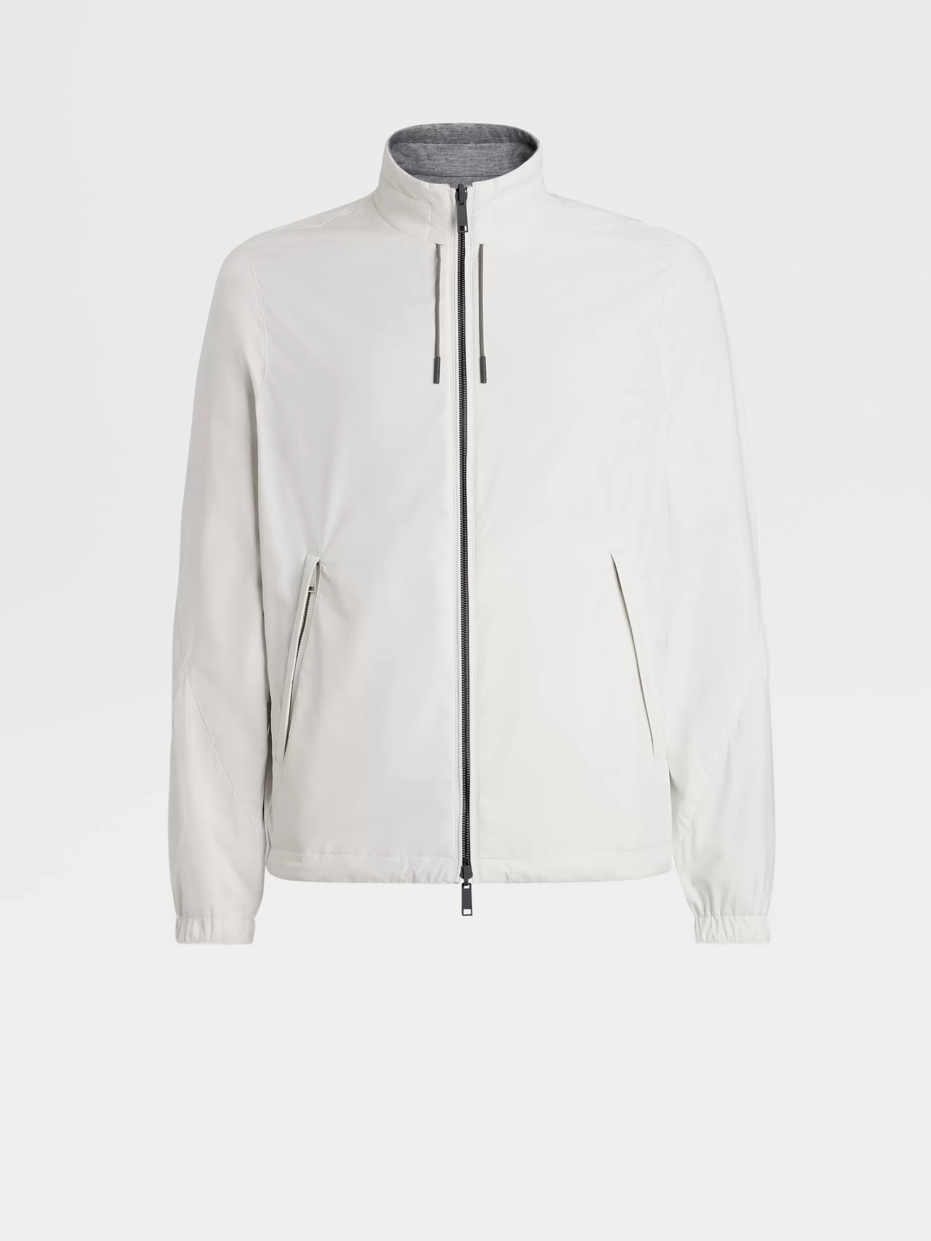 Cheap ZEGNA Blouson Reversible En Tissu Technique Blanc/Gris