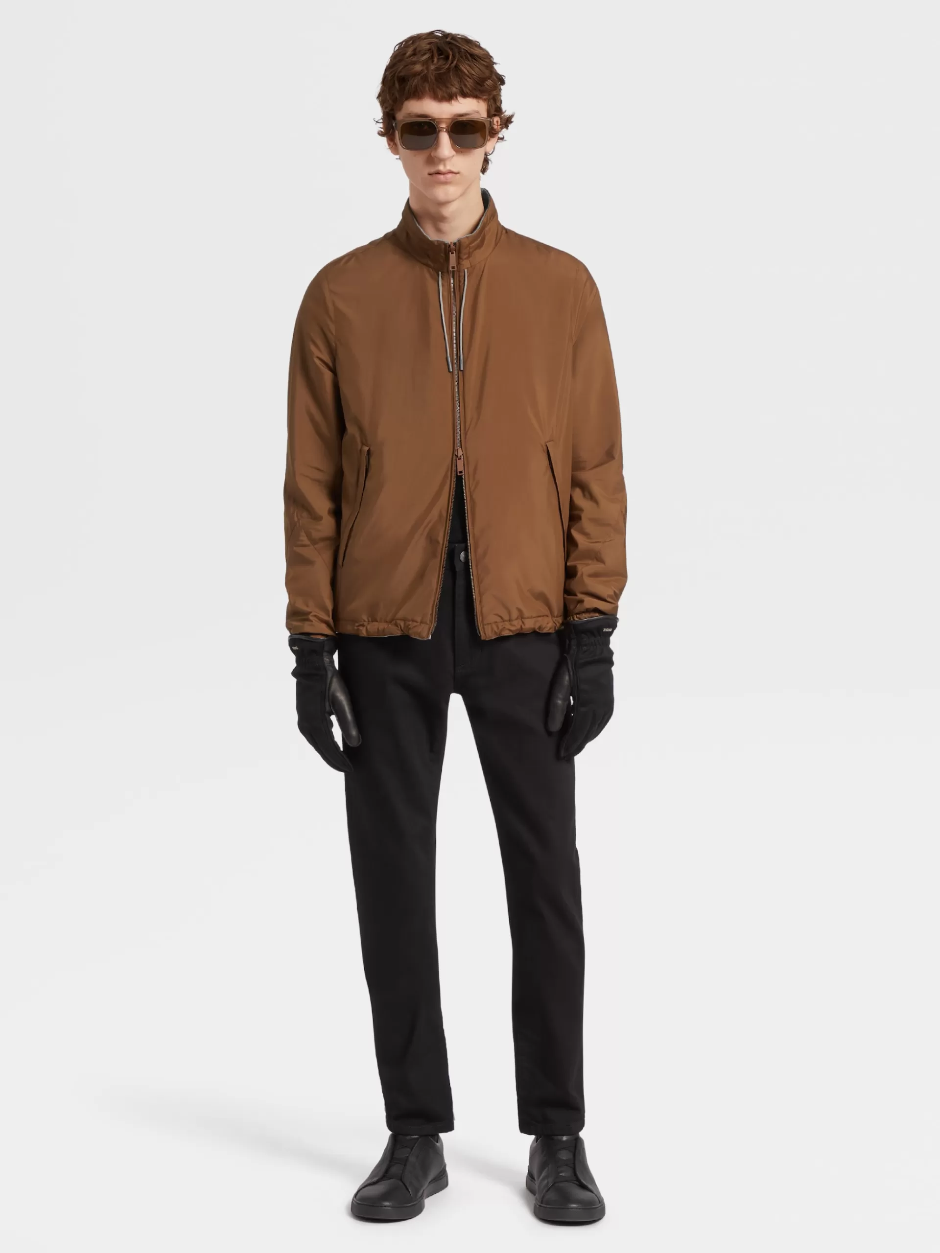 Flash Sale ZEGNA Blouson Reversible En Tissu Technique Marron Vigogne/Gris