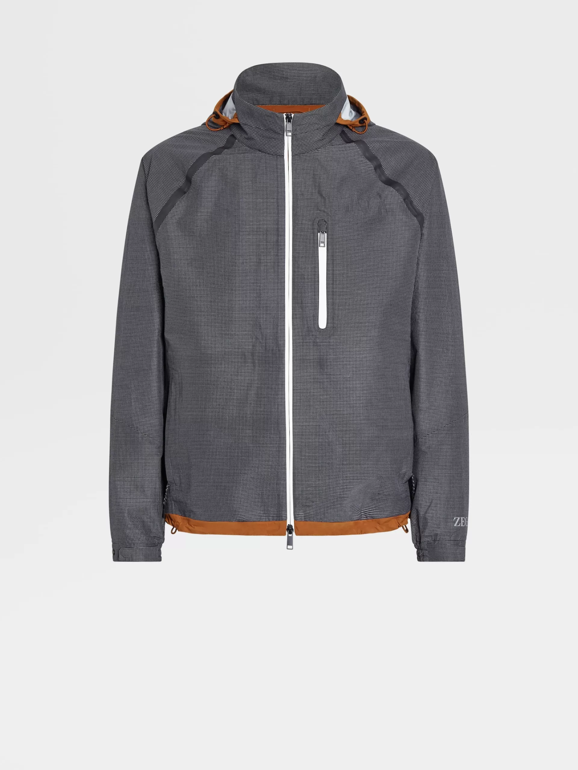 Store ZEGNA Blouson Triple Epaisseur Indechirable A Capuche En Laine Et Dyneema® Noir Et Blanc Noir/Blanc