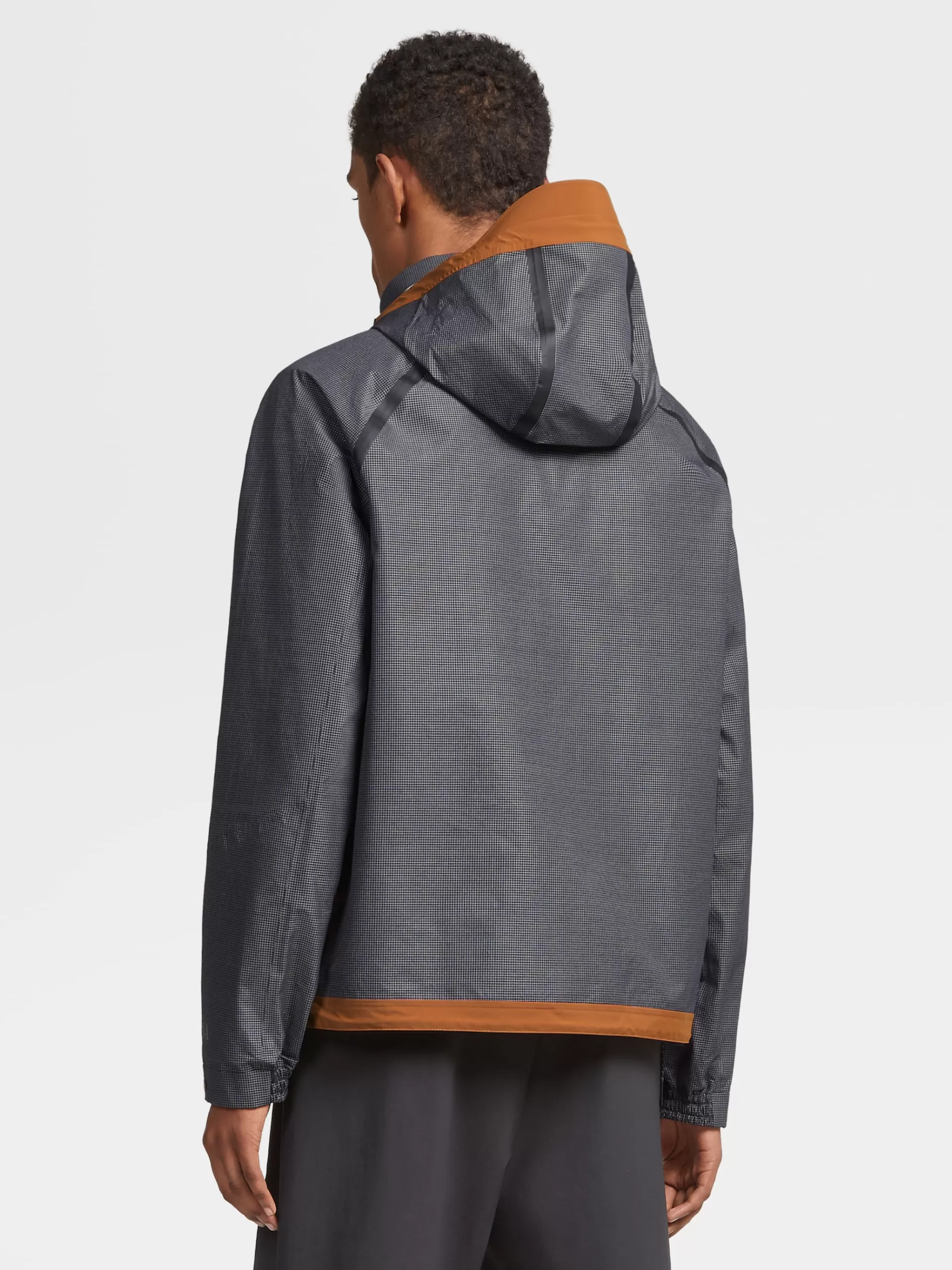 Store ZEGNA Blouson Triple Epaisseur Indechirable A Capuche En Laine Et Dyneema® Noir Et Blanc Noir/Blanc