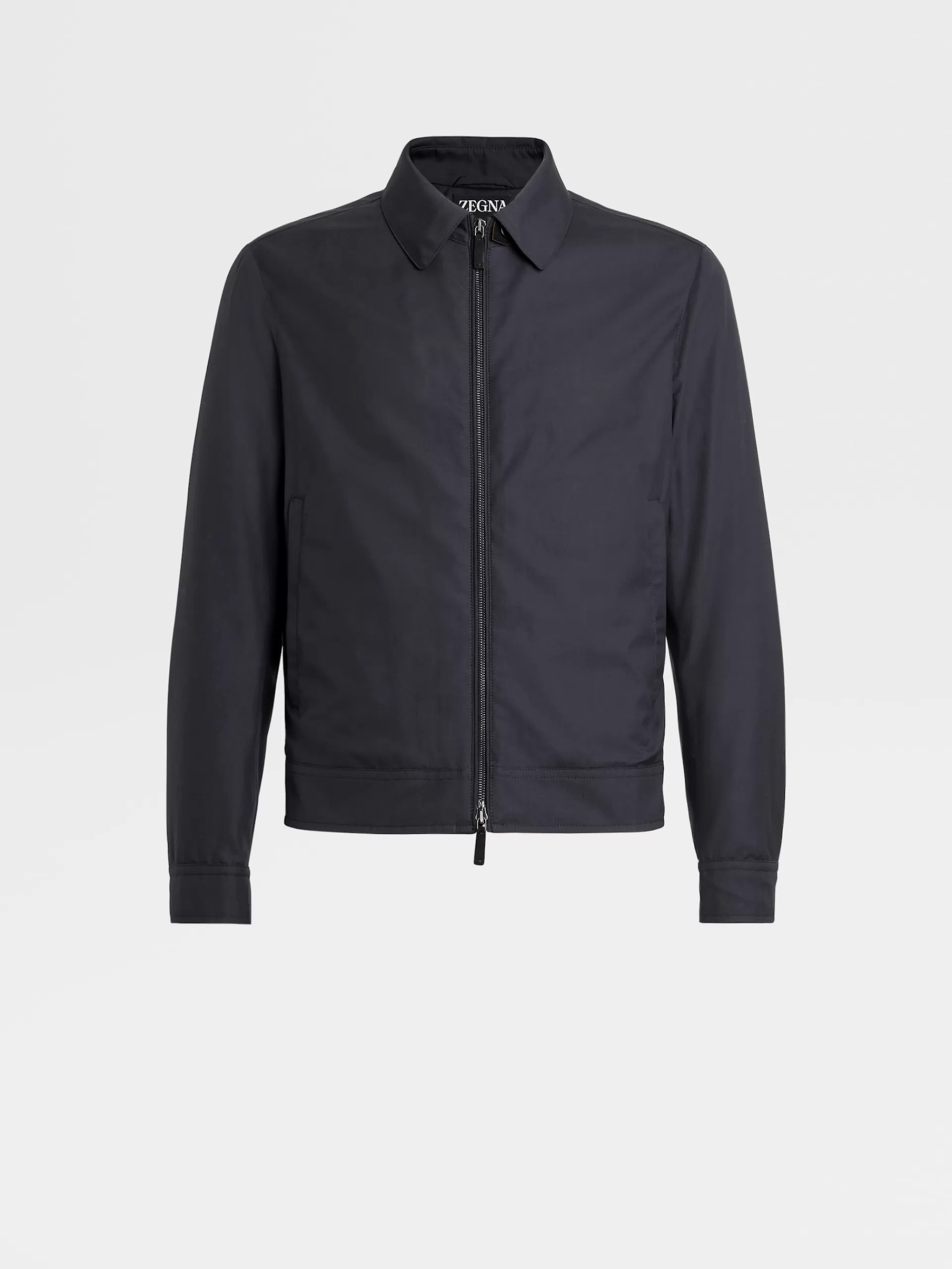 Outlet ZEGNA Blouson Zippe En Laine Et Soie Leggerissimo Bleu Marine