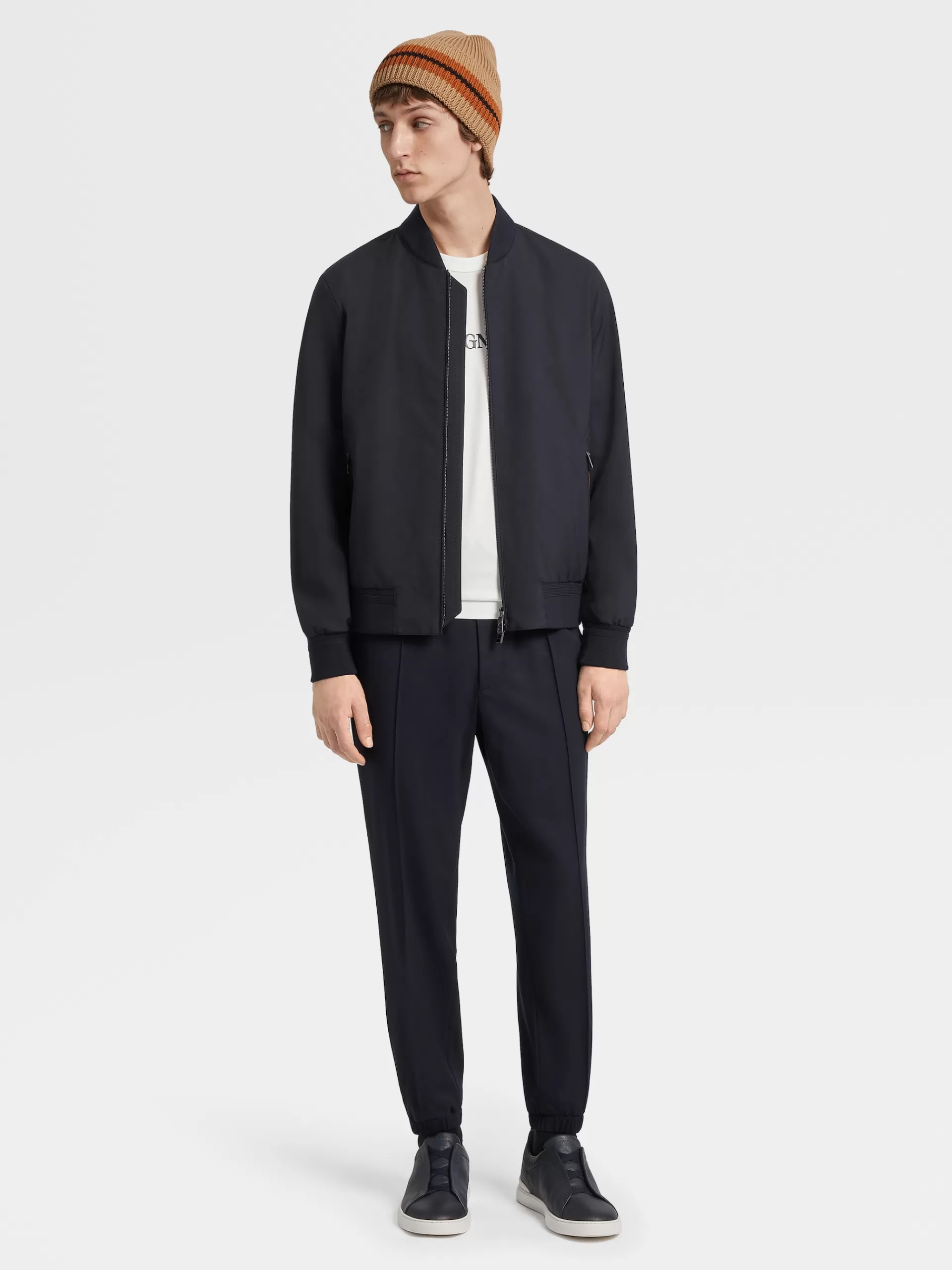 Cheap ZEGNA Bomber En Laine Trofeo™ Elements Bleu Marine