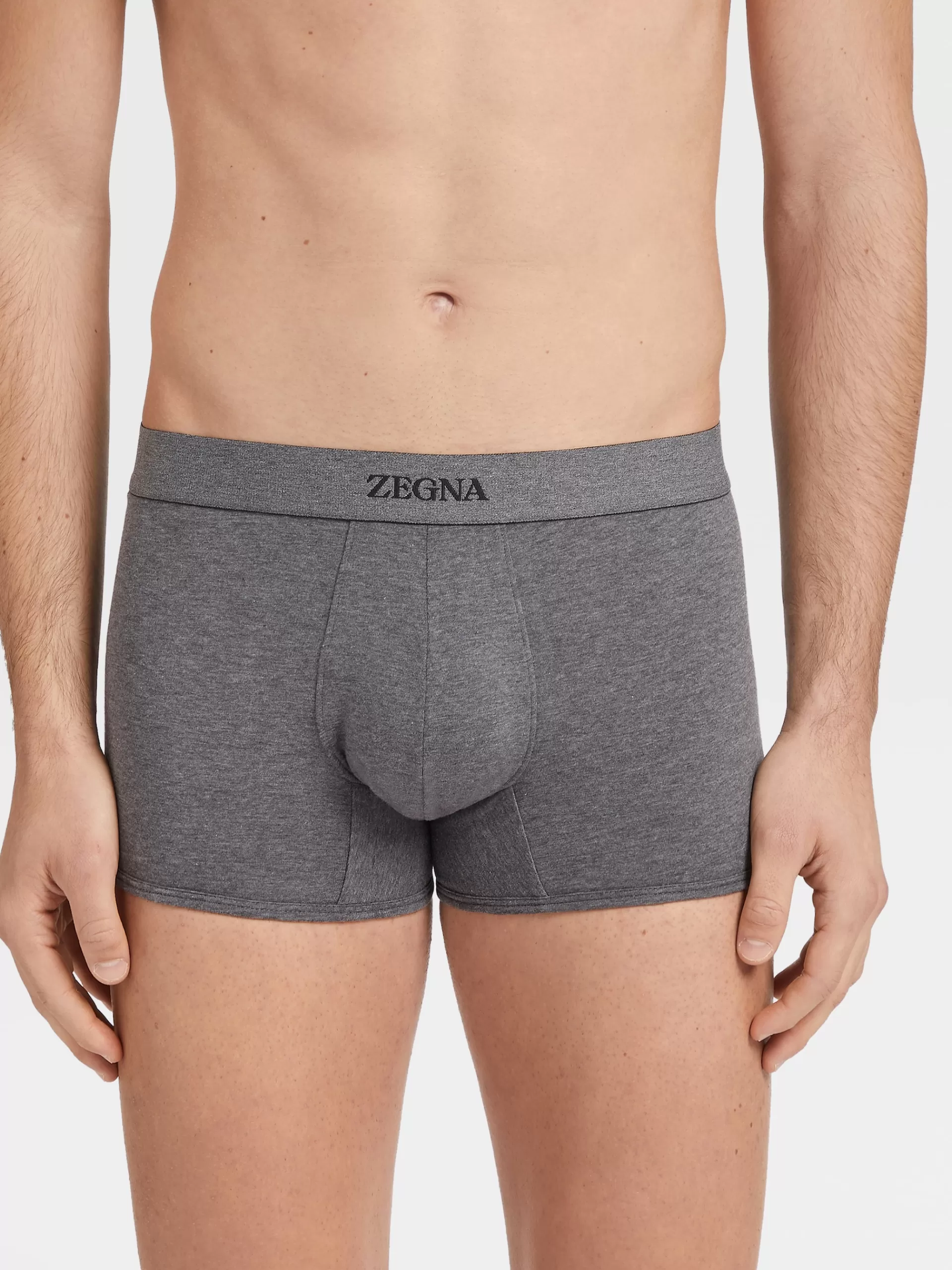 Cheap ZEGNA Boxer En Coton Extensible Gris Chine