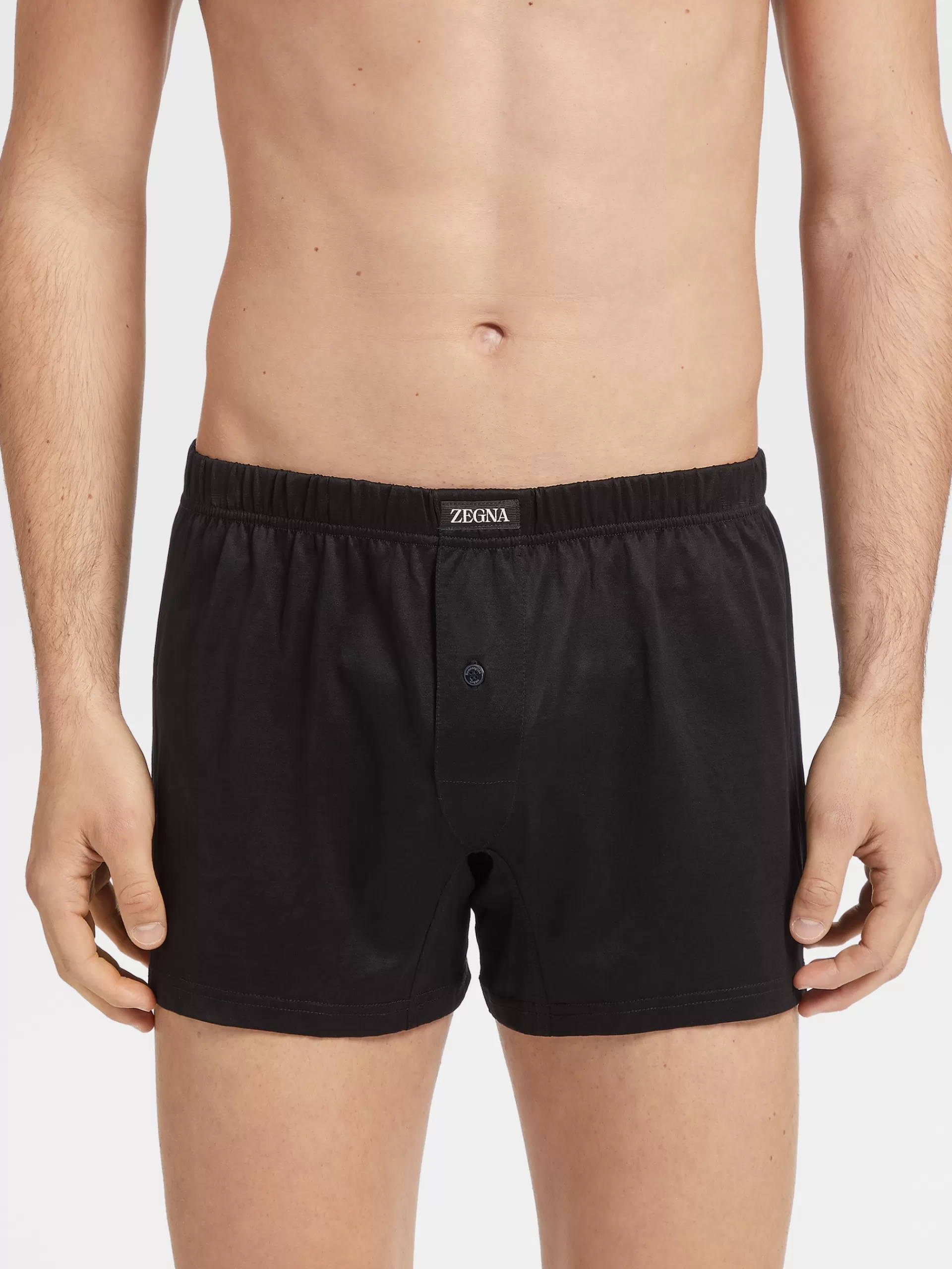 Best ZEGNA Boxer Long En Coton Filoscozia Noir