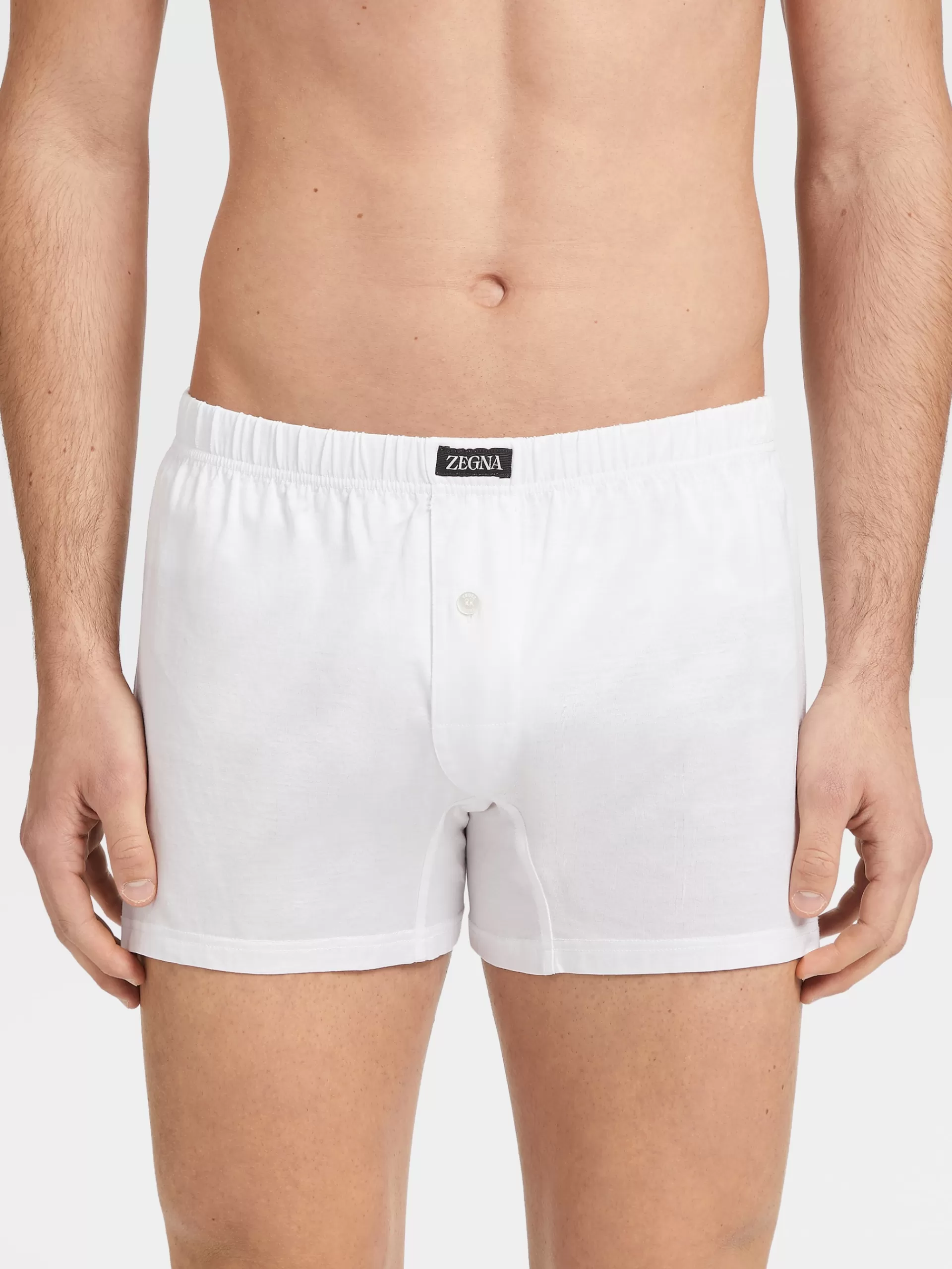 Fashion ZEGNA Boxer Long En Coton Filoscozia Blanc