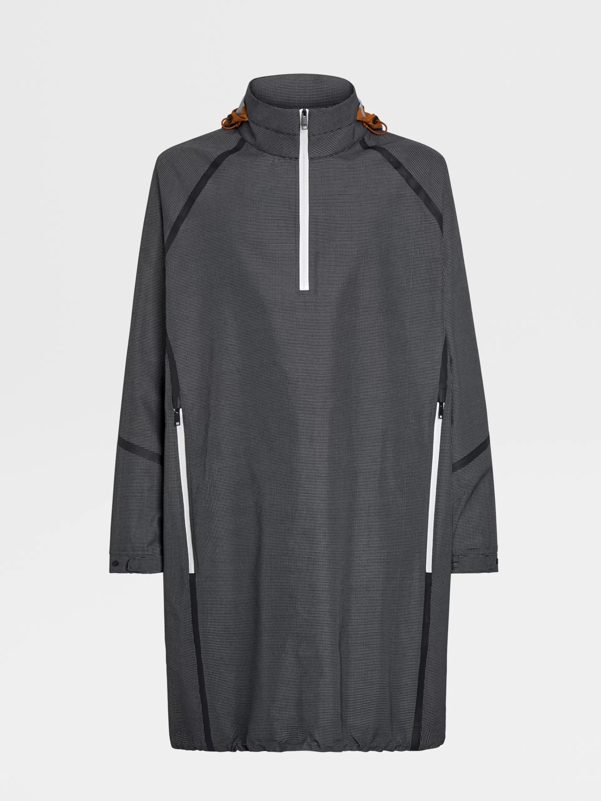 Shop ZEGNA Cape Triple Epaisseur Indechirable A Capuche En Laine Et Dyneema® Noir Et Blanc Noir/Blanc
