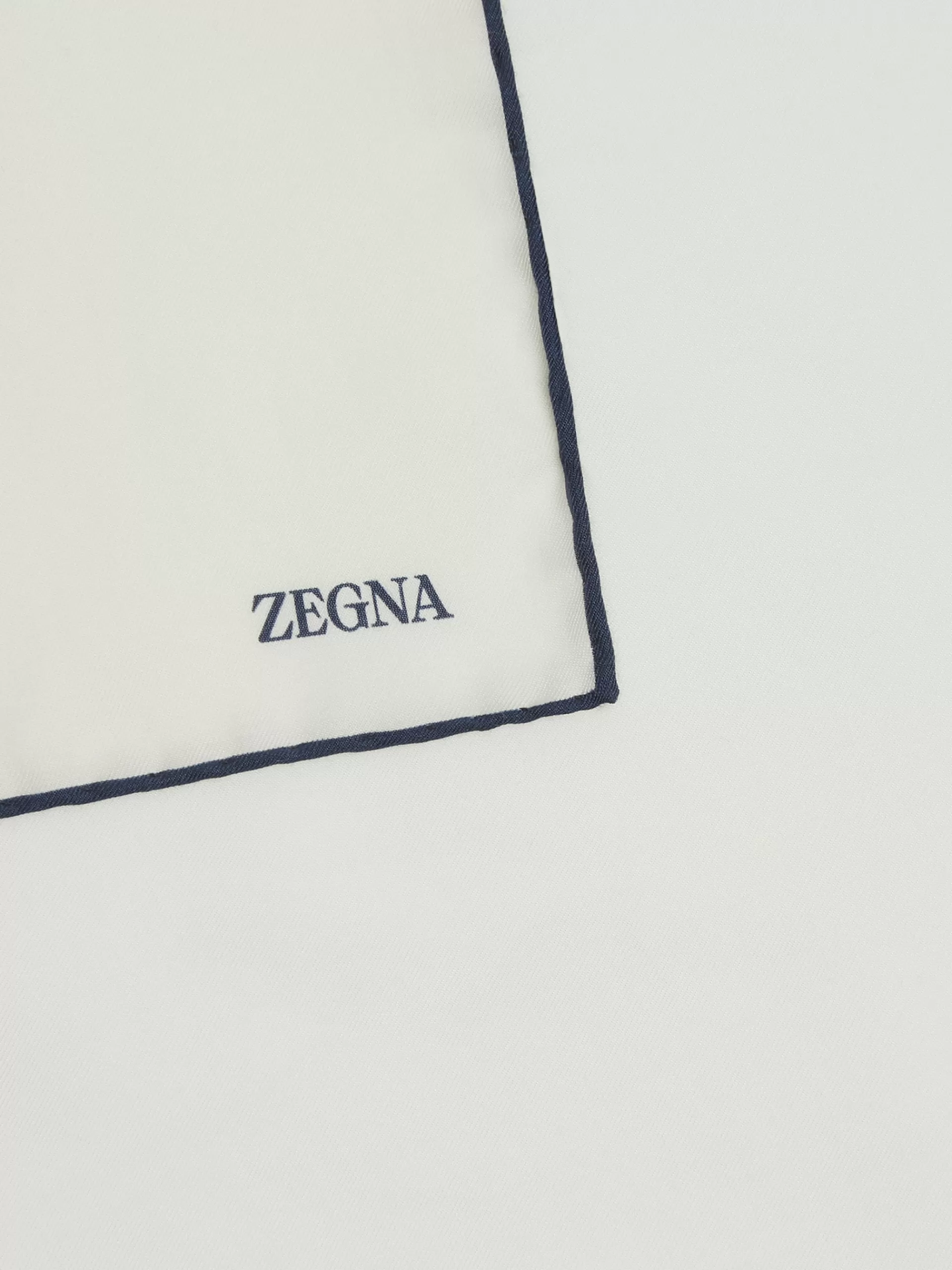 Best ZEGNA Carre De Poche Imprime En Soie Et Coton Bleu Fonce