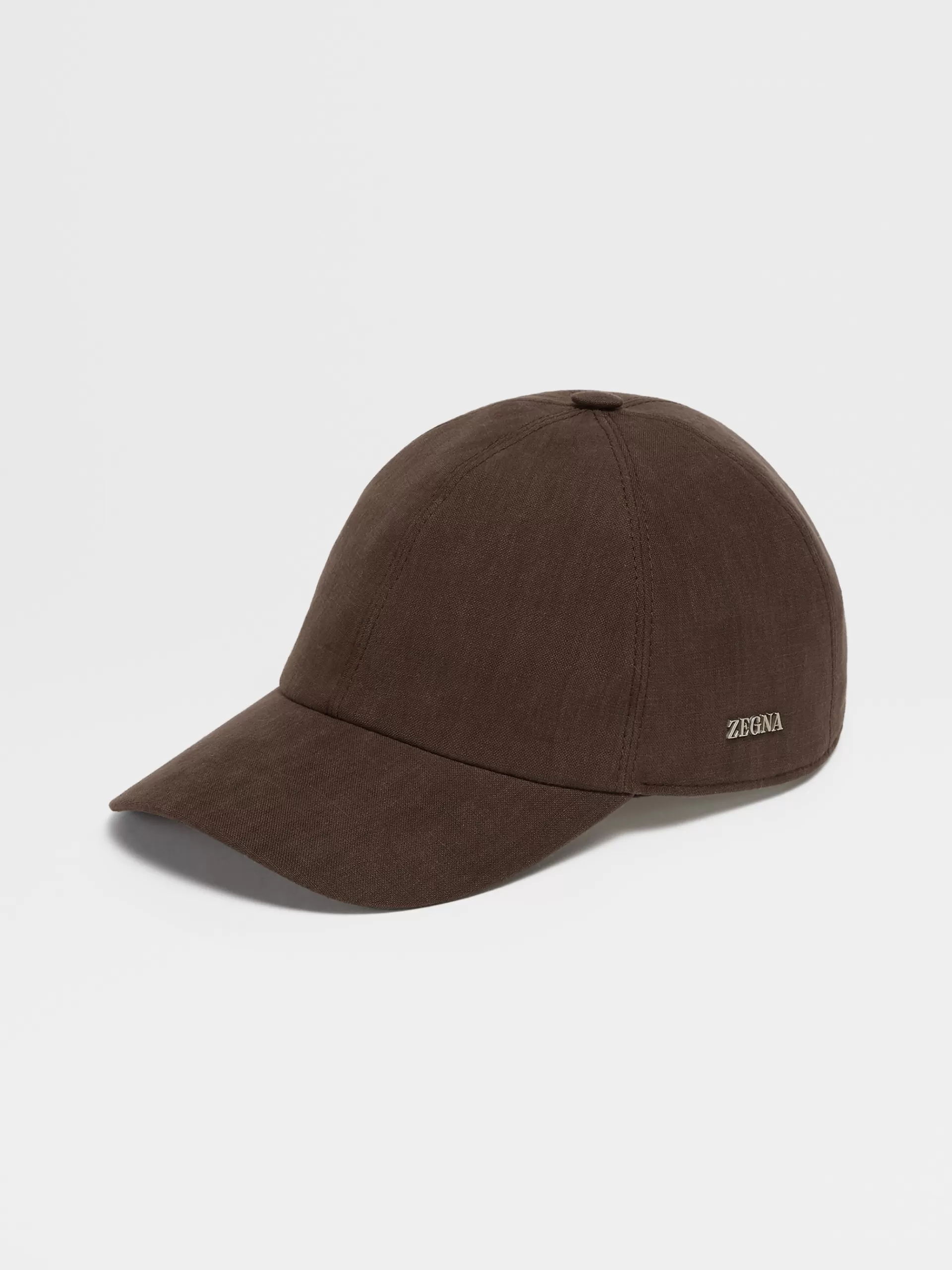 Cheap ZEGNA Casquette De Baseball En Lin Marron Fonce