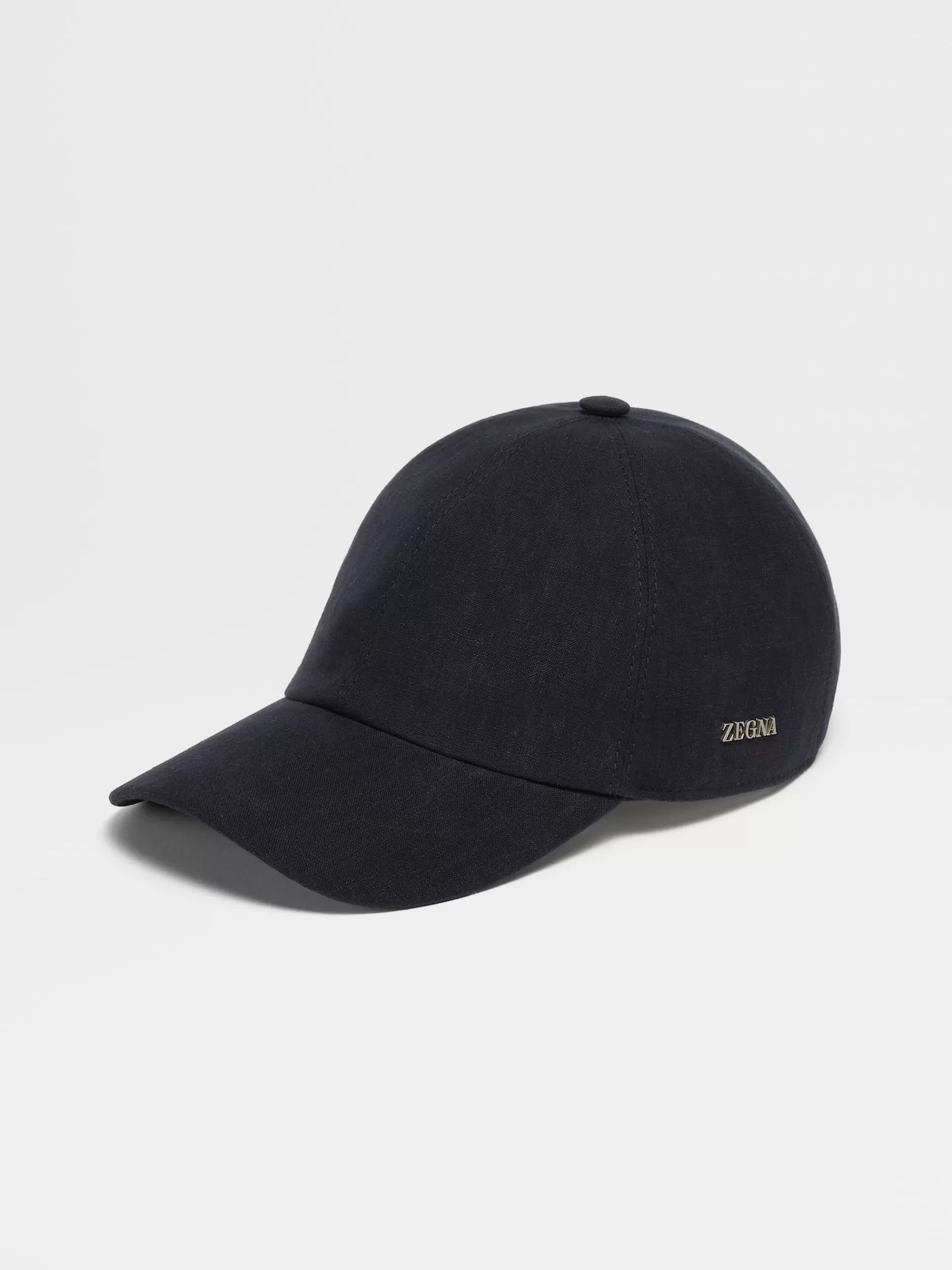 Shop ZEGNA Casquette De Baseball En Lin Bleu Fonce