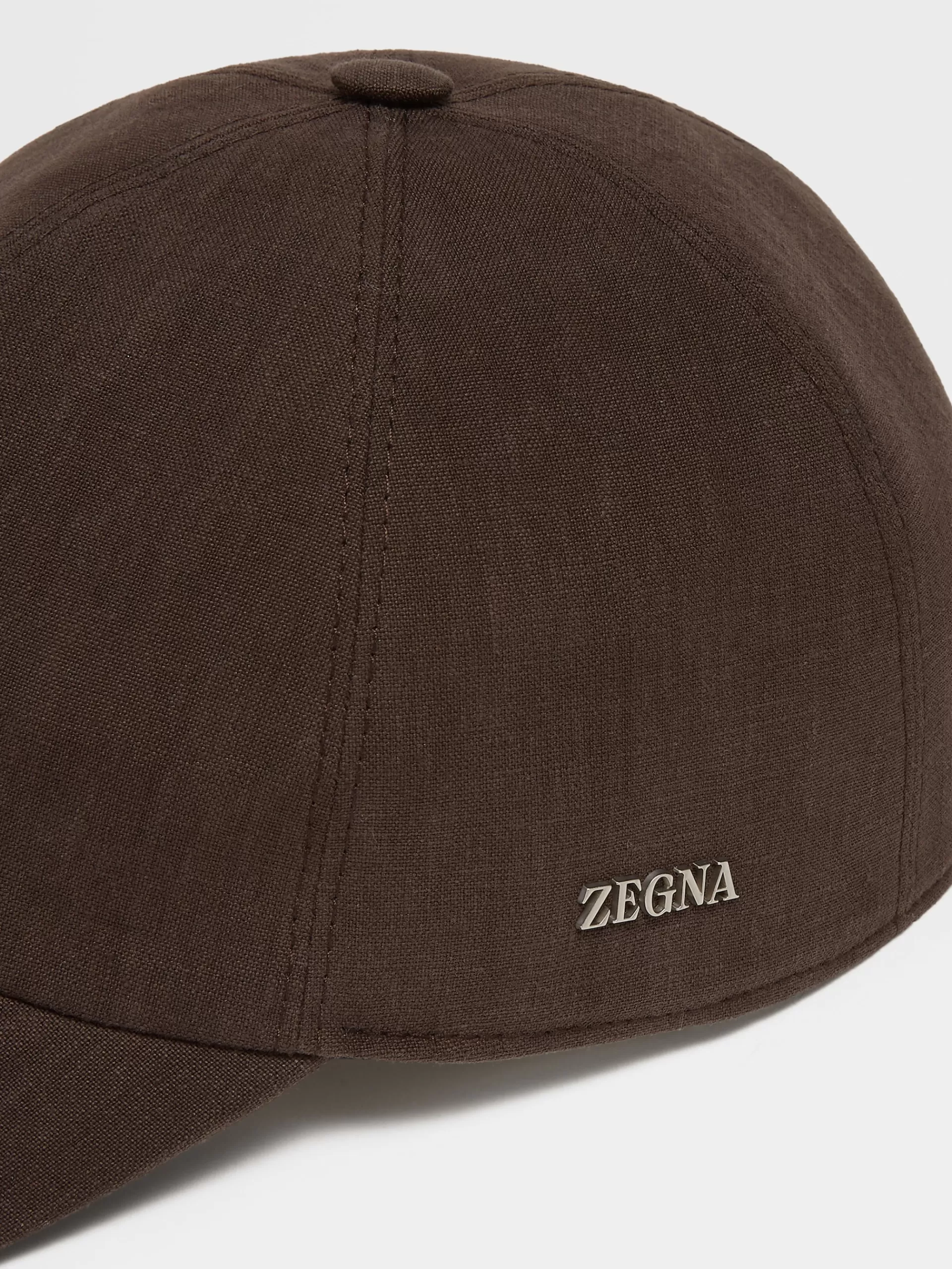 Cheap ZEGNA Casquette De Baseball En Lin Marron Fonce