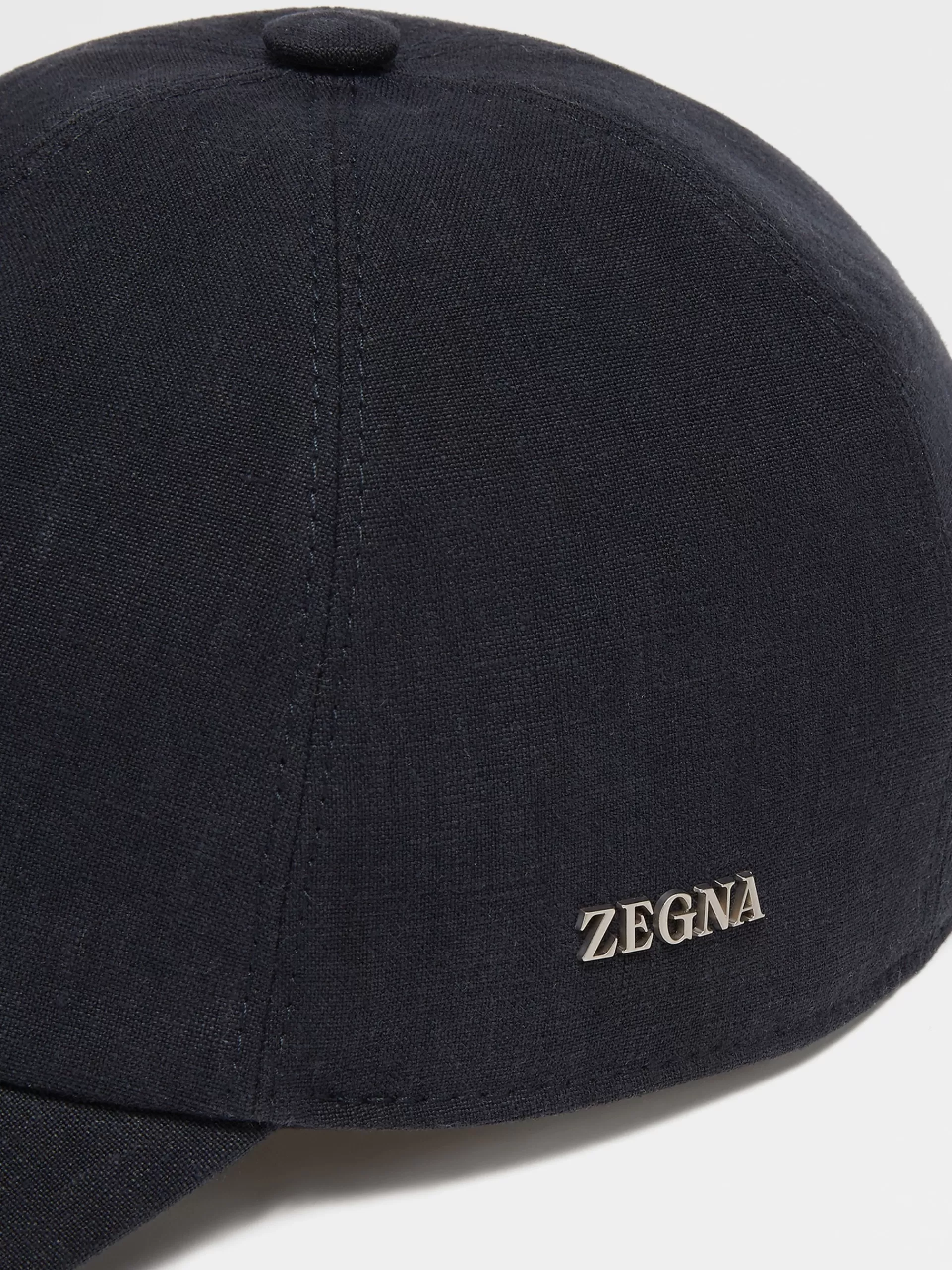 Shop ZEGNA Casquette De Baseball En Lin Bleu Fonce