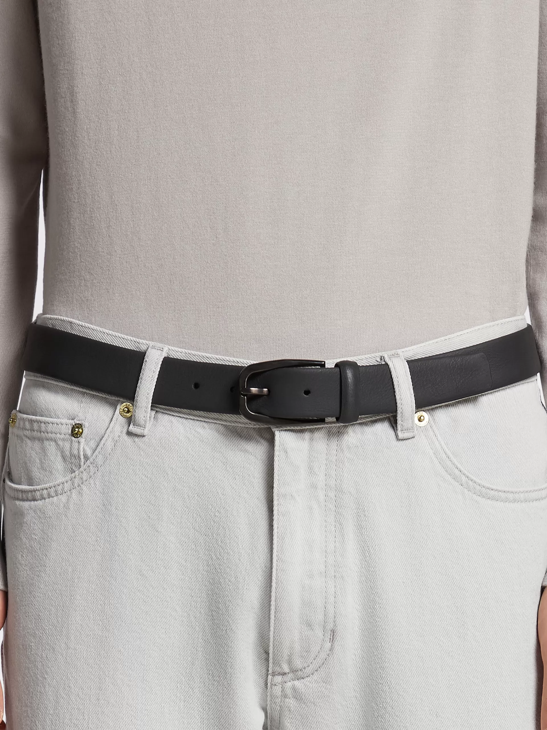 Shop ZEGNA Ceinture En Cuir Lisse Noir