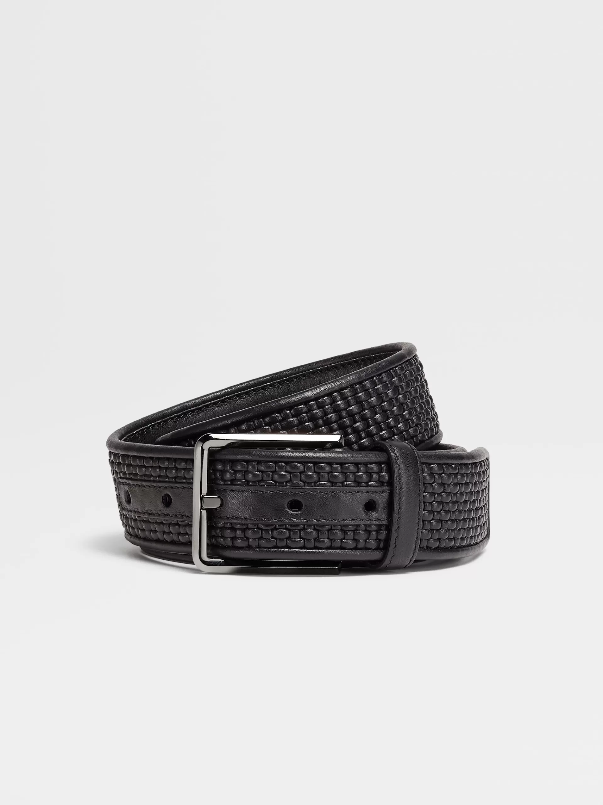 Fashion ZEGNA Ceinture En Cuir Pelletessuta™E Noir