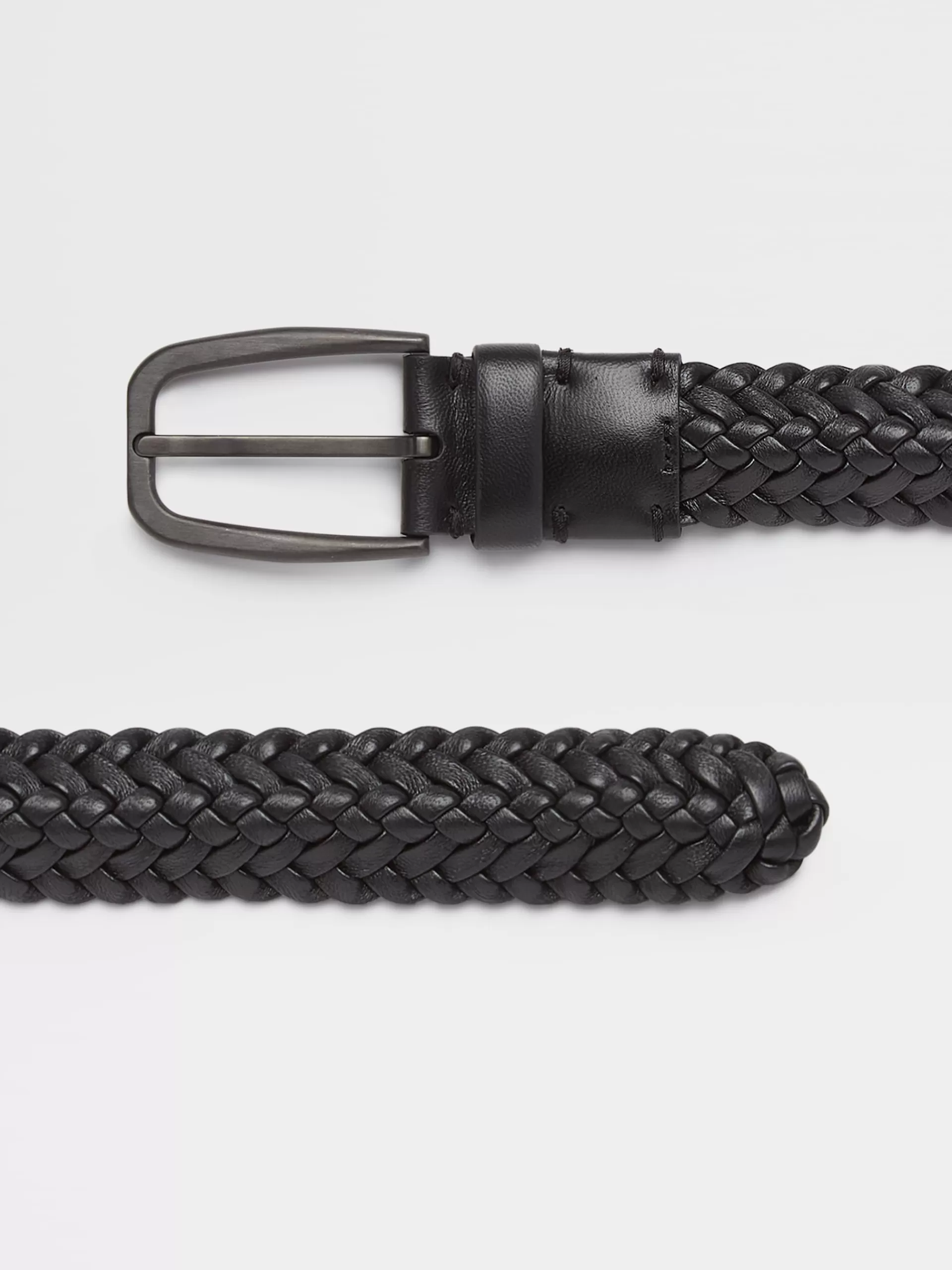 Best Sale ZEGNA Ceinture En Cuir Tresse Noir