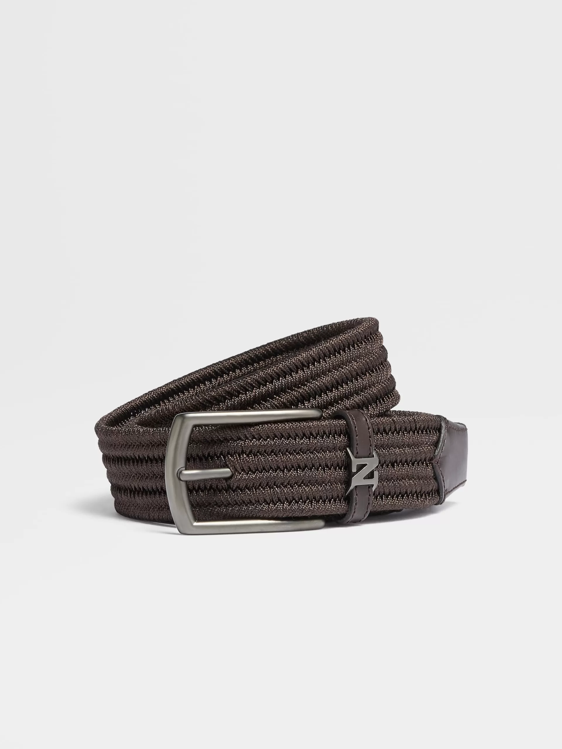 Fashion ZEGNA Ceinture En Rayonne Marron Fonce