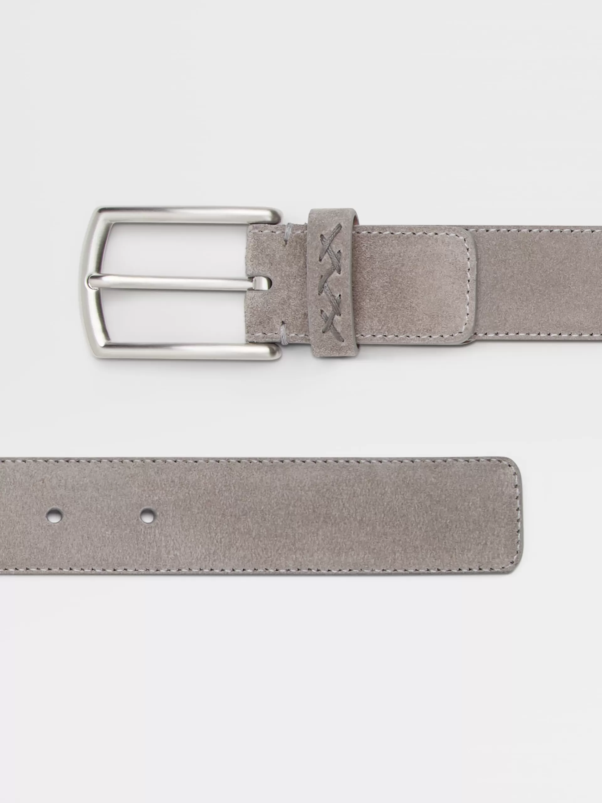 Shop ZEGNA Ceinture En Veau Velours Gris Chine