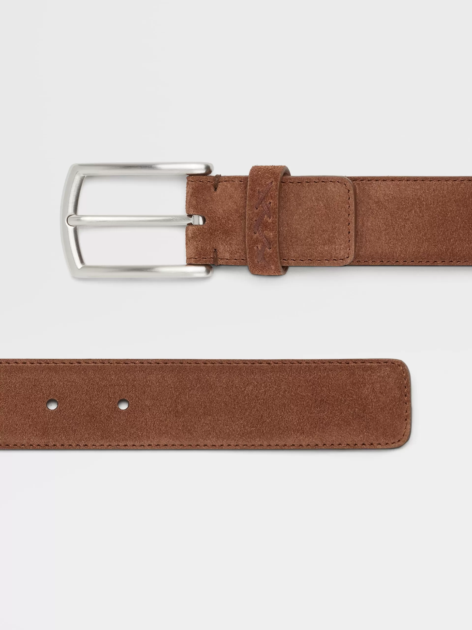 Store ZEGNA Ceinture En Veau Velours Marron