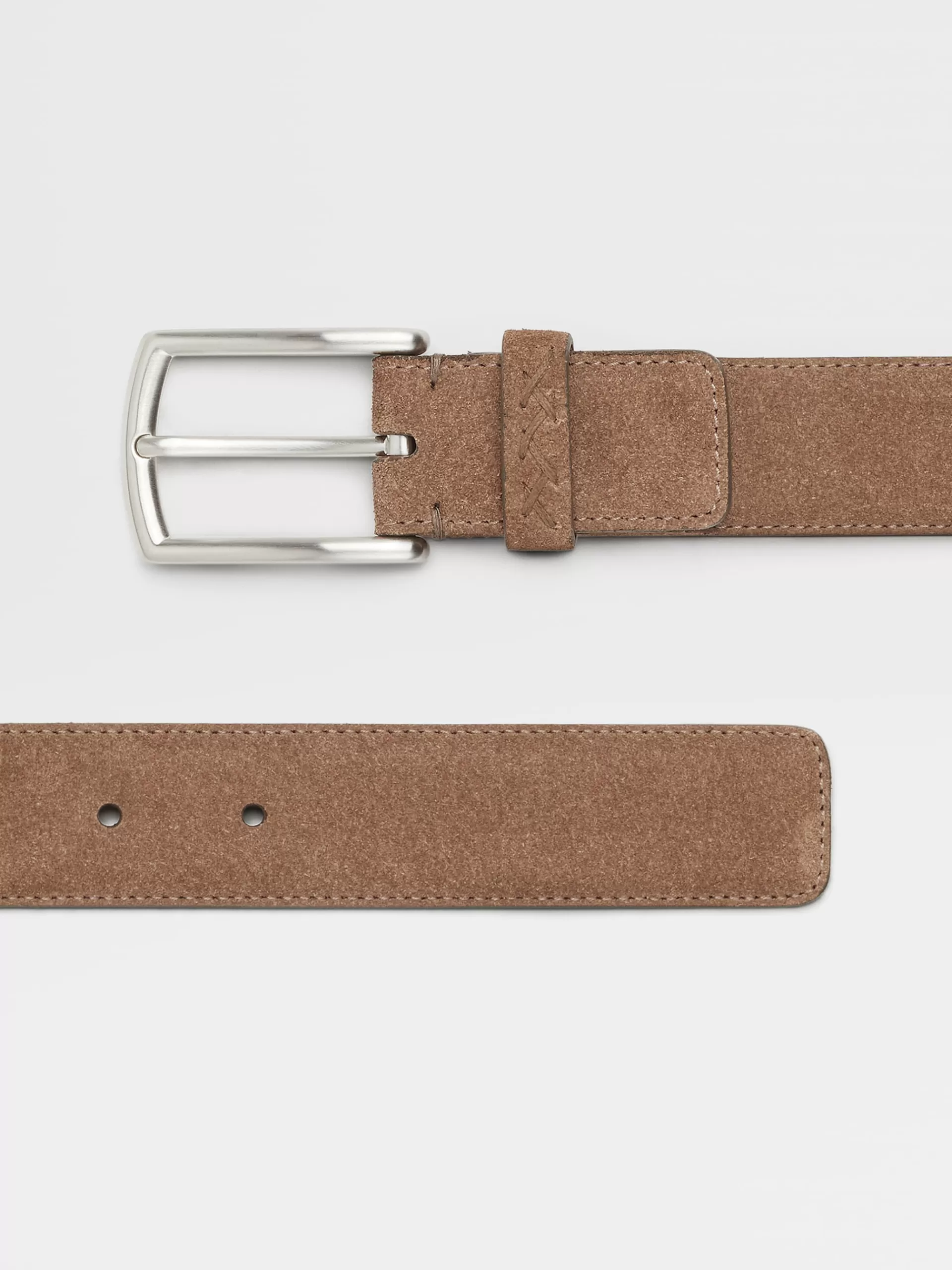 Sale ZEGNA Ceinture En Veau Velours Beige Fonce