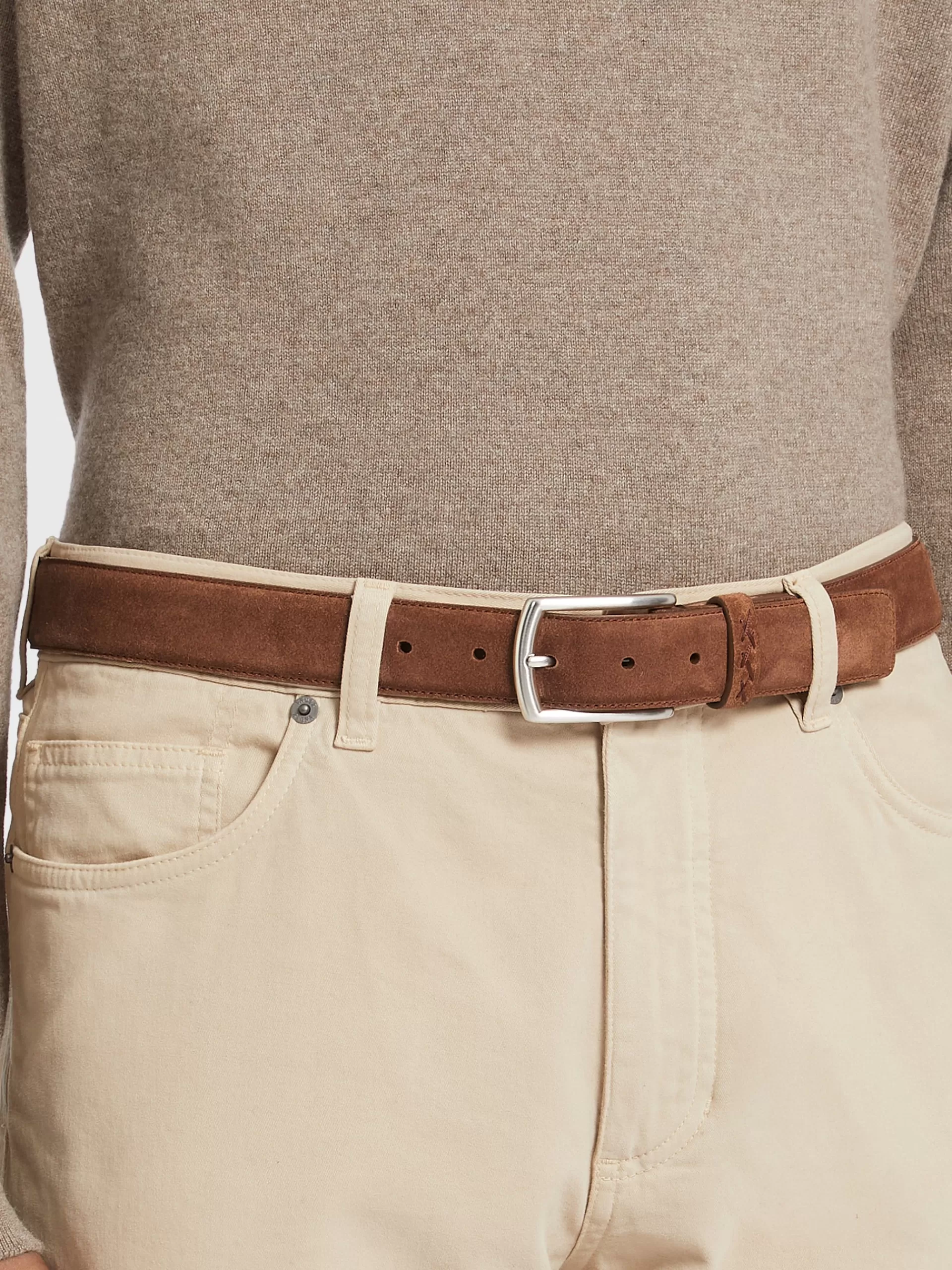 Store ZEGNA Ceinture En Veau Velours Marron