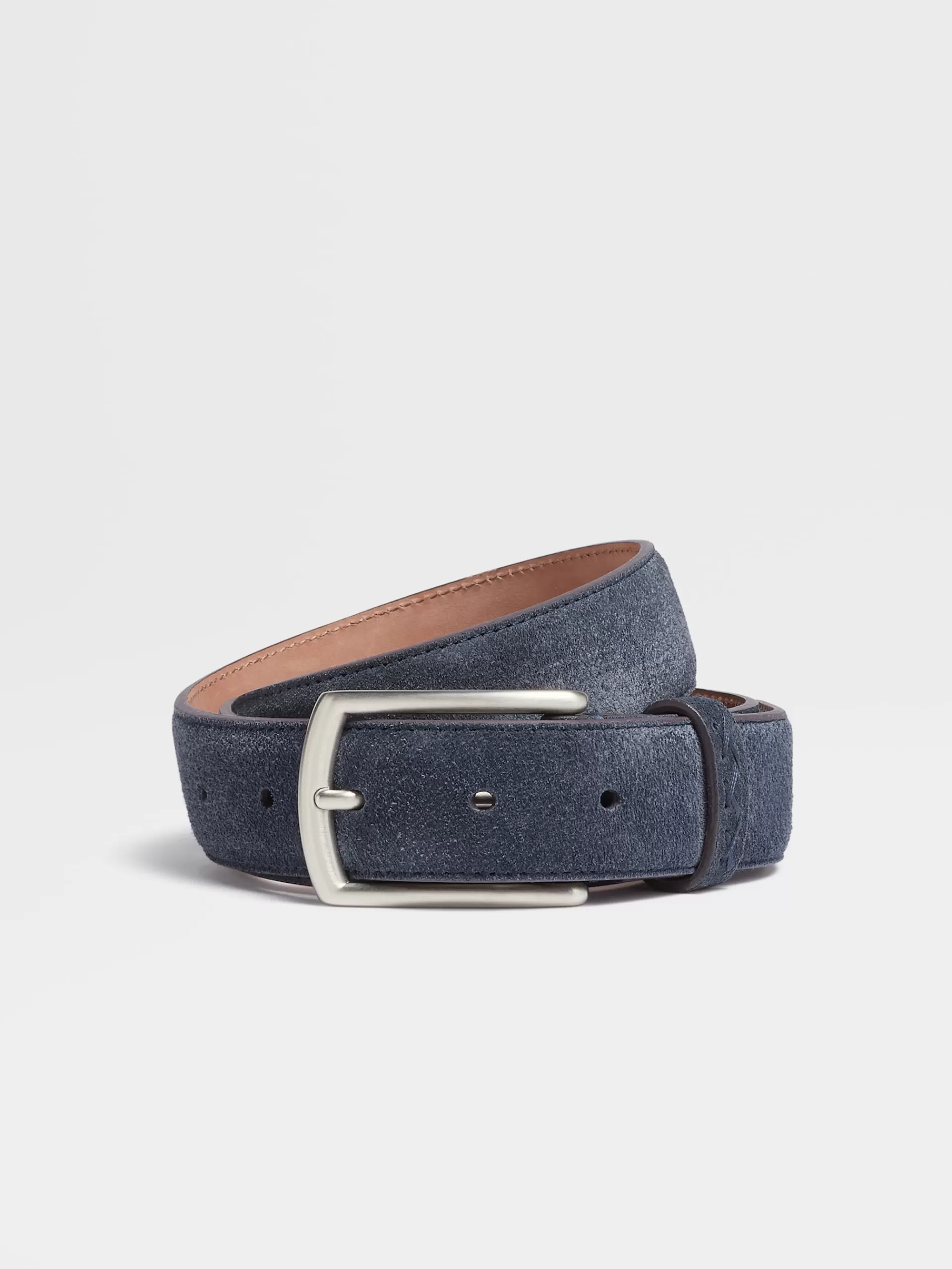 Hot ZEGNA Ceinture En Veau Velourse Bleu