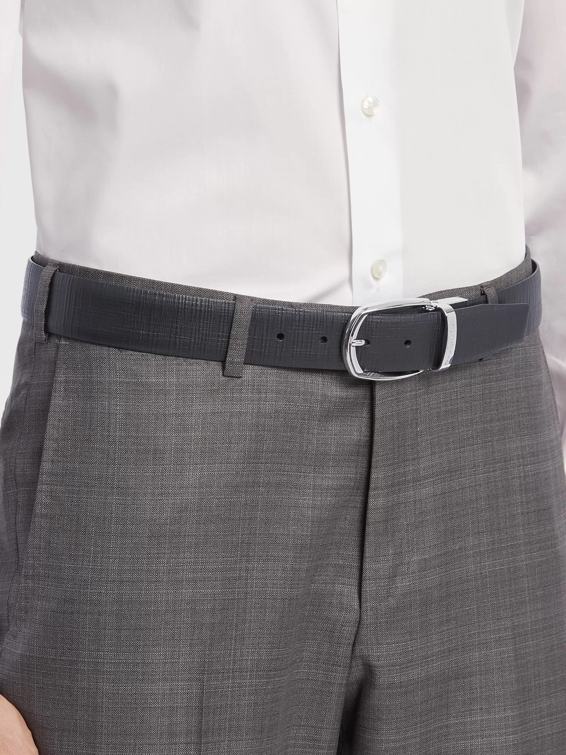 Hot ZEGNA Ceinture Reversible En Cuir Embosse Noir Et Cuir Embosse Bleu Marine Noir/Bleu Marine