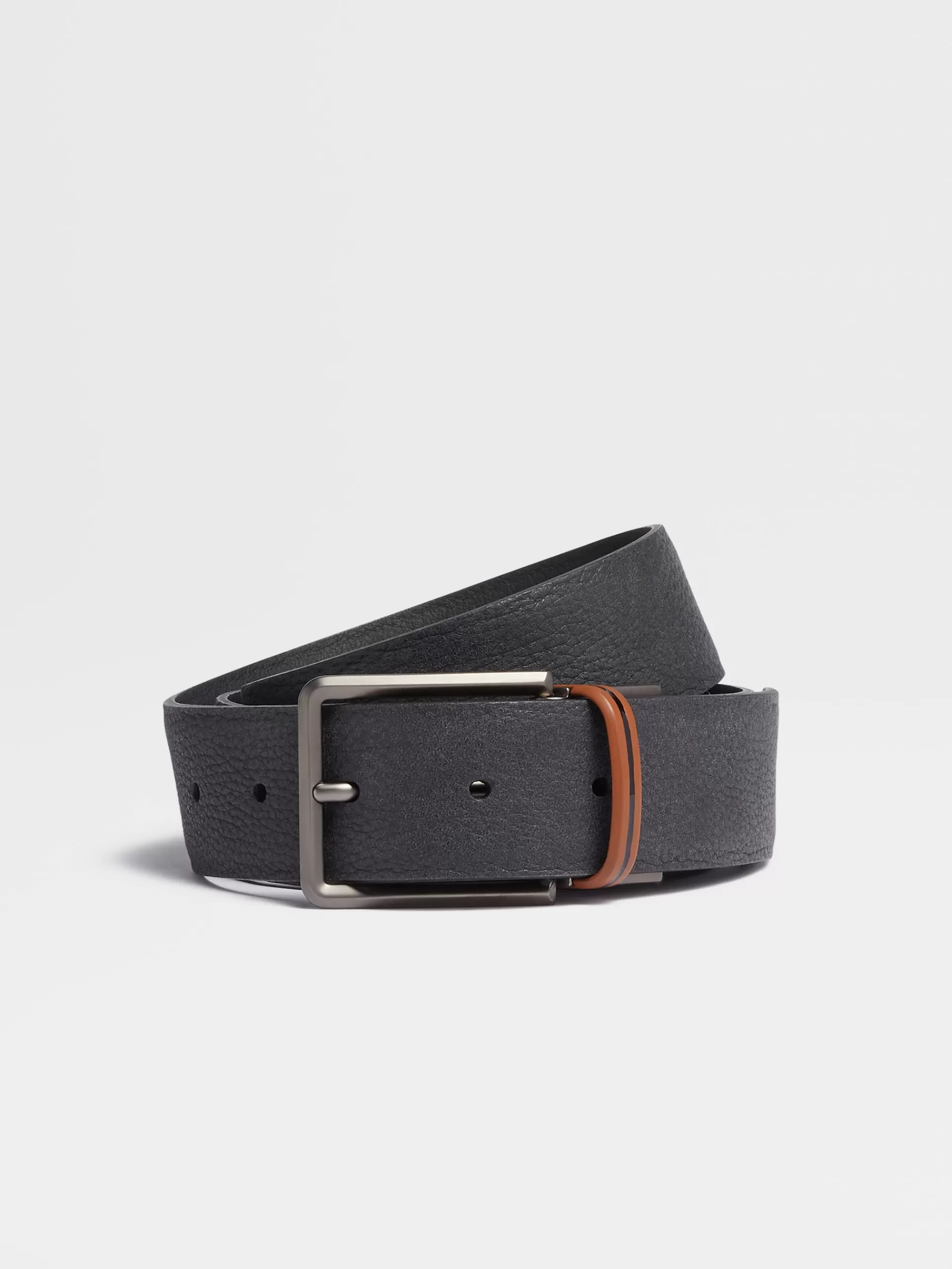 Store ZEGNA Ceinture Reversible En Cuir Lisse Noir Et Cuir Graine Marron Vigogne Noir/Marron Vigogne