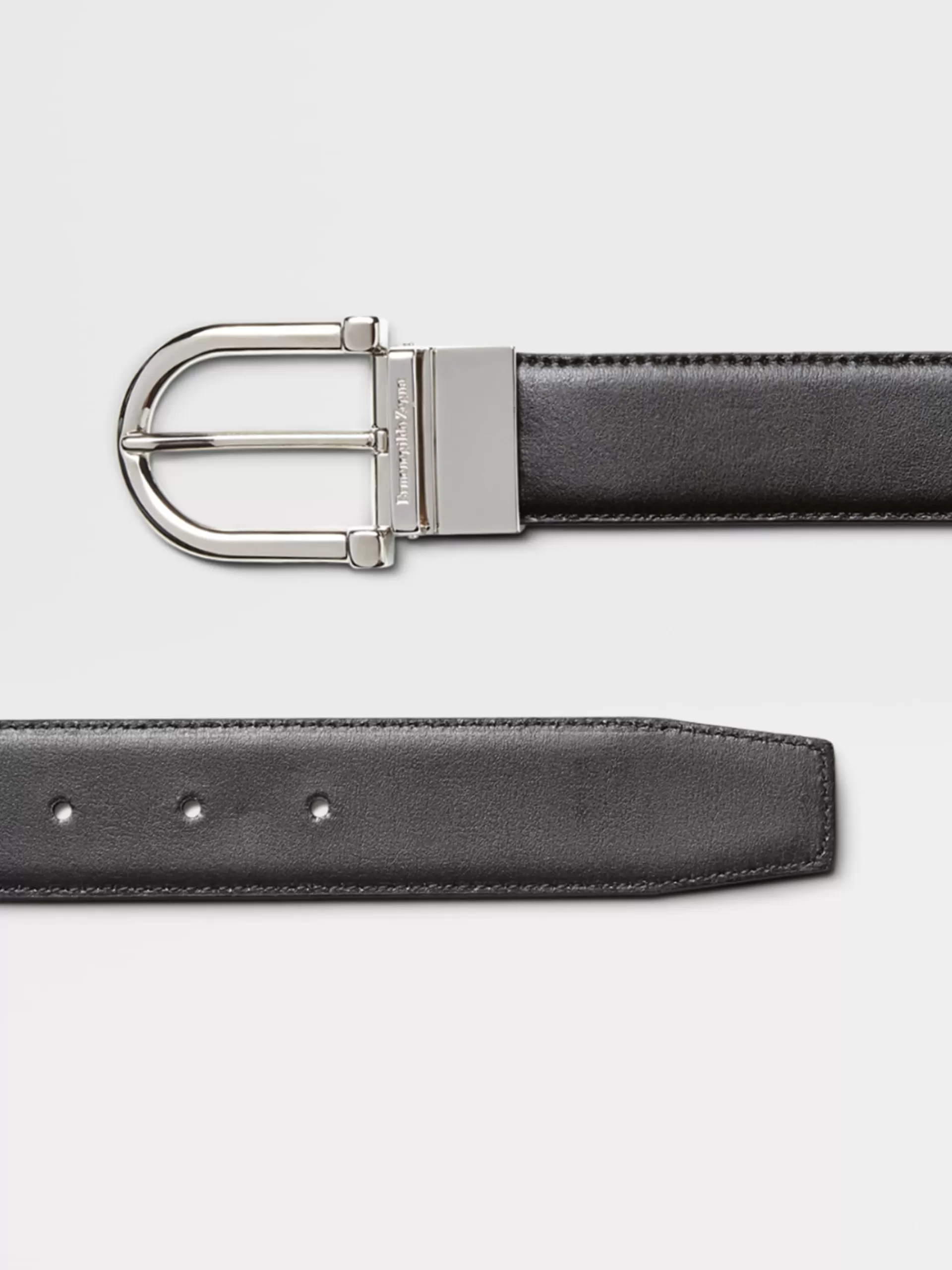 Outlet ZEGNA Ceinture Reversible En Cuir Lisse Noir Et Cuir Lisse Marron Noir / Marron