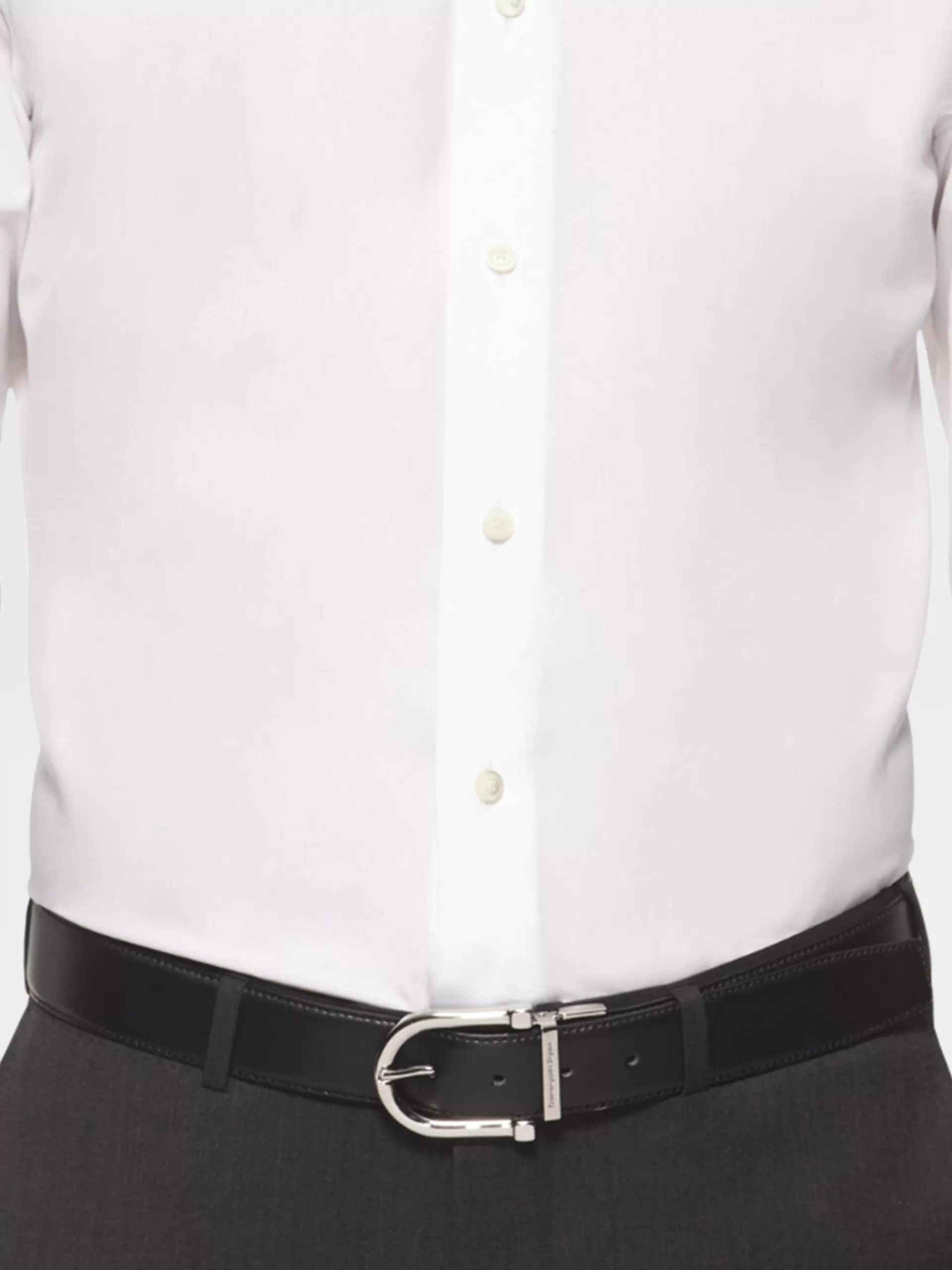 Outlet ZEGNA Ceinture Reversible En Cuir Lisse Noir Et Cuir Lisse Marron Noir / Marron