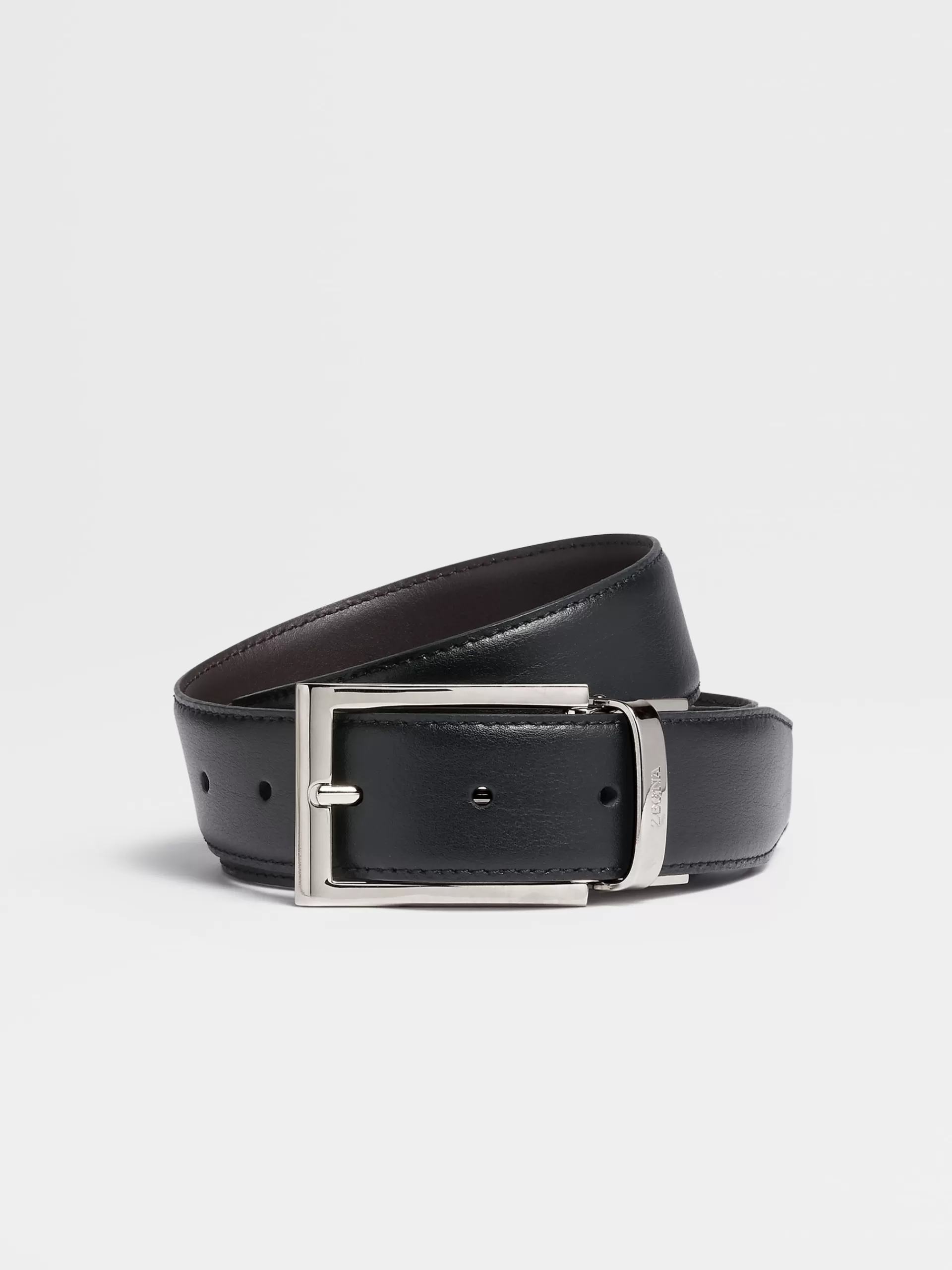 Hot ZEGNA Ceinture Reversible En Cuir Noire Et Marron Fonce Noir/Marron Fonce