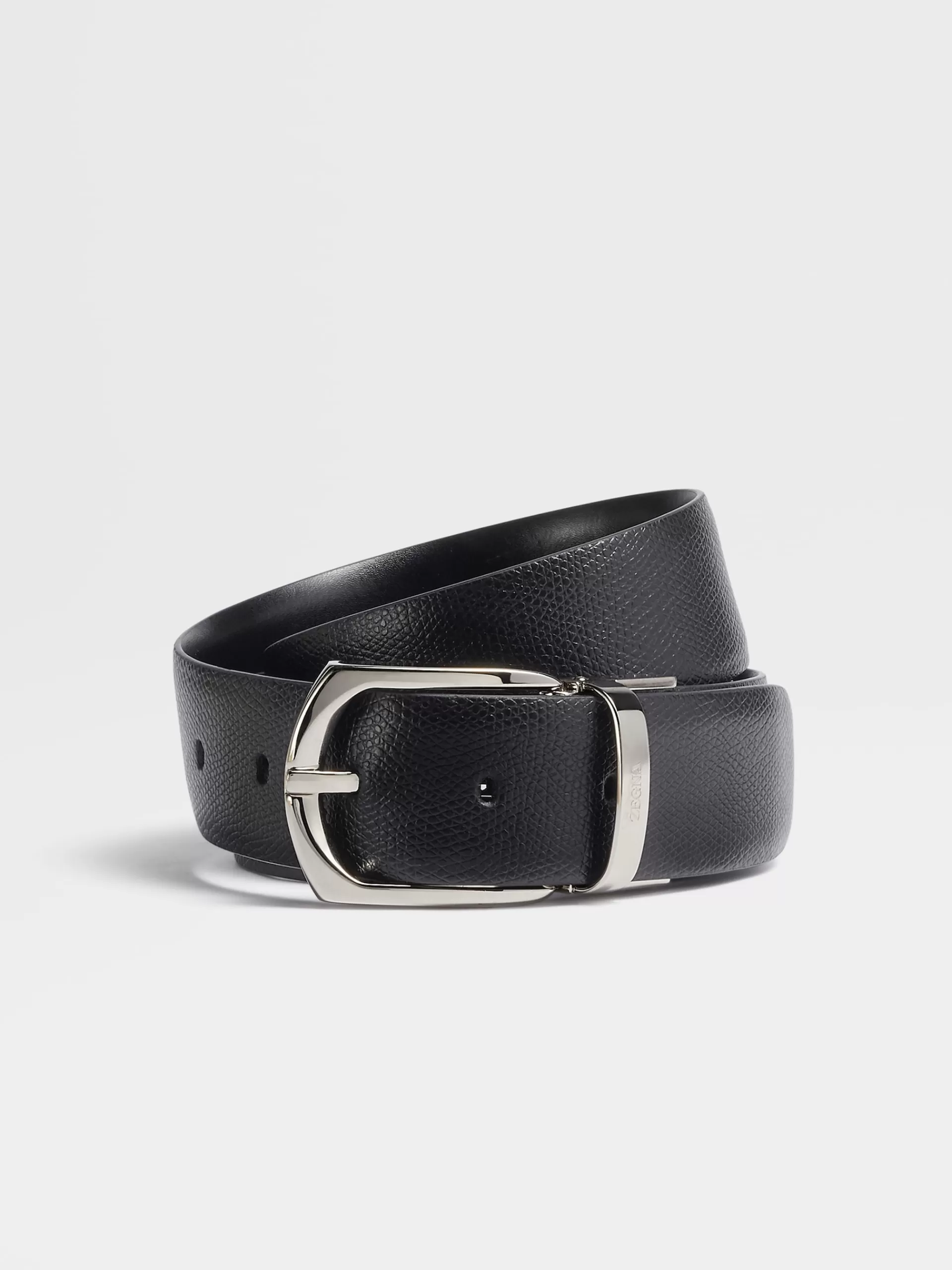 New ZEGNA Ceinture Reversiblee En Cuir Grave Alpina Et Cuir Noir