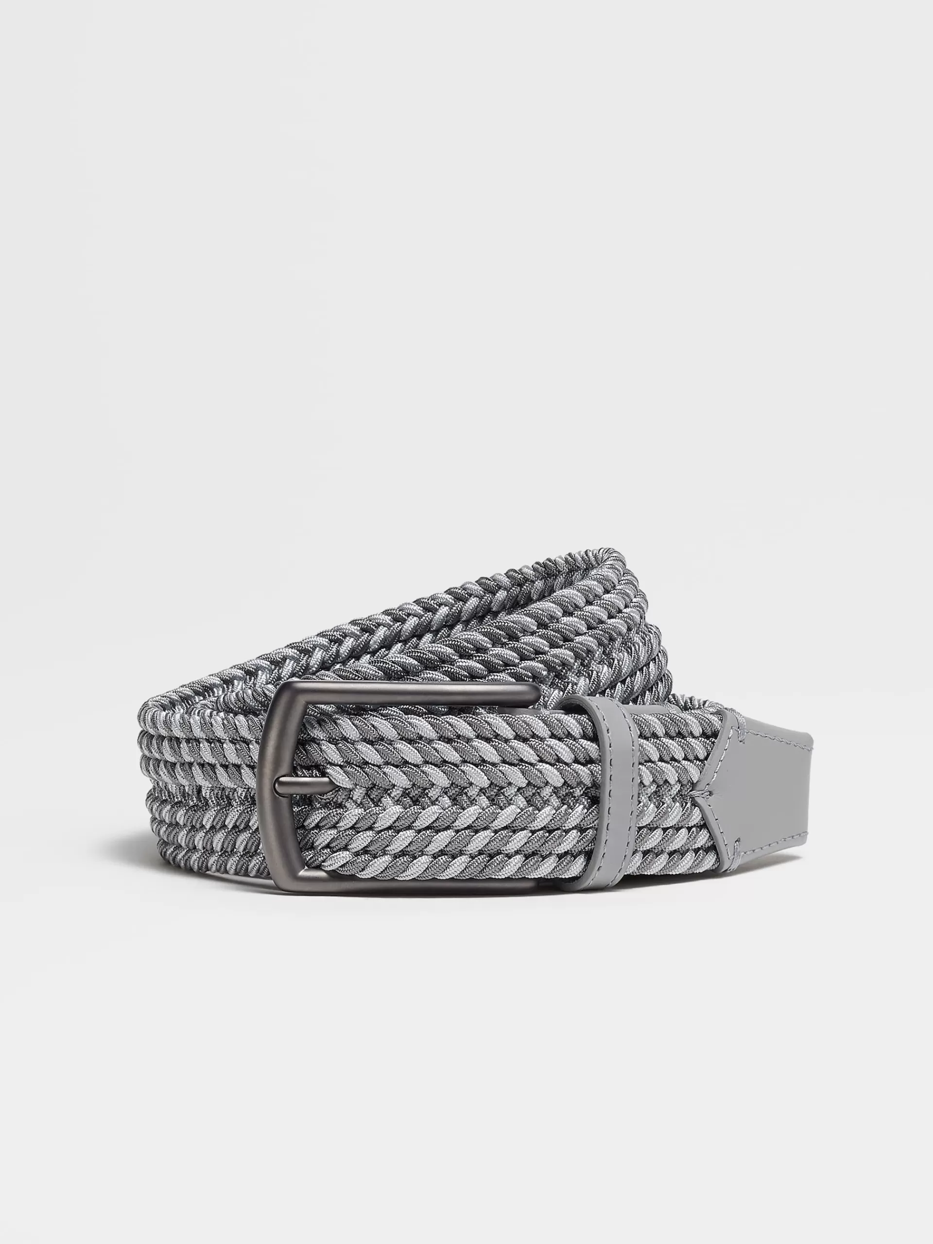 Cheap ZEGNA Ceinture Tressee En Rayonne Elastique Gris Chine