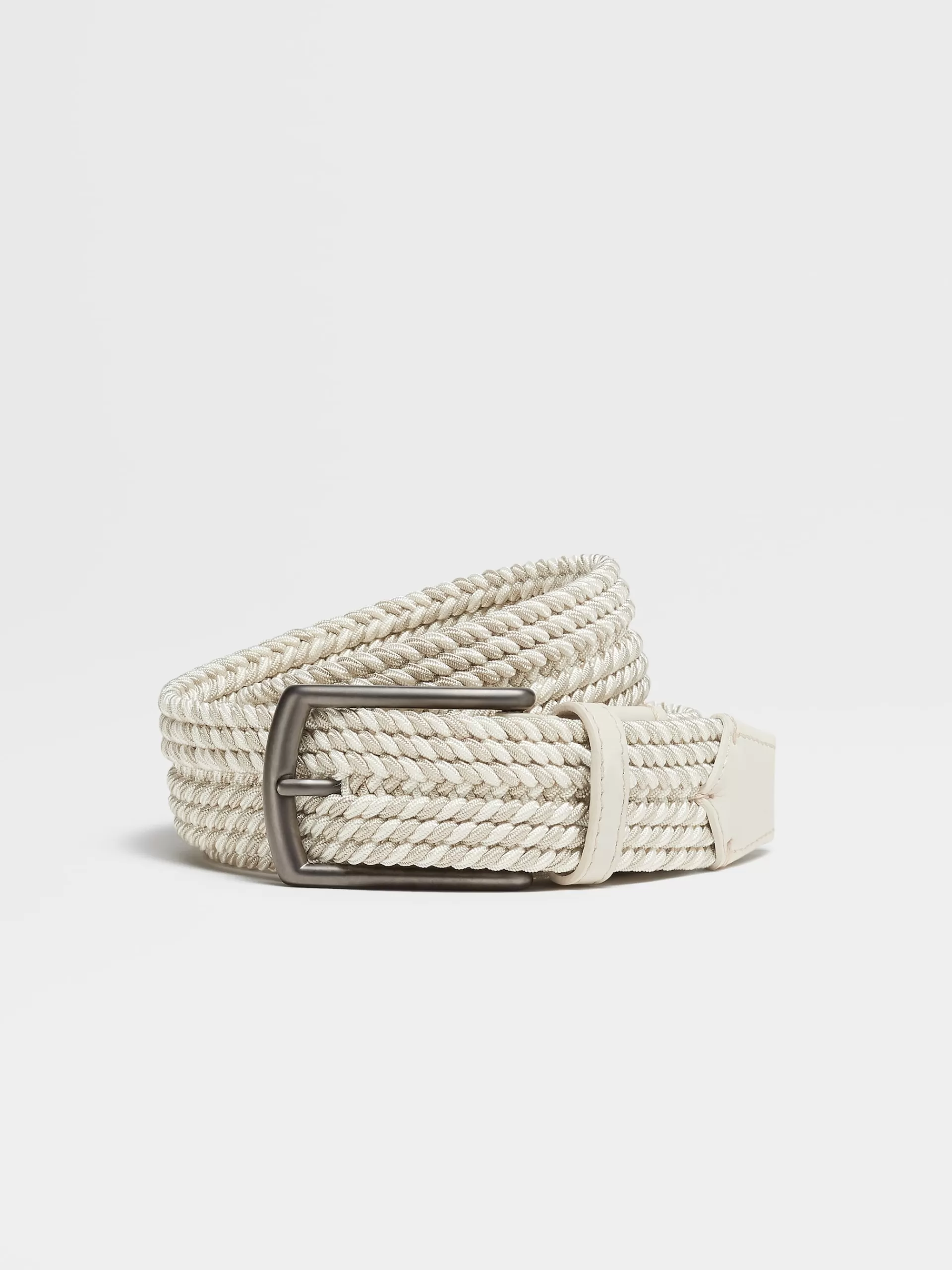 Best ZEGNA Ceinture Tressee En Rayonne Elastique Blanc Casse