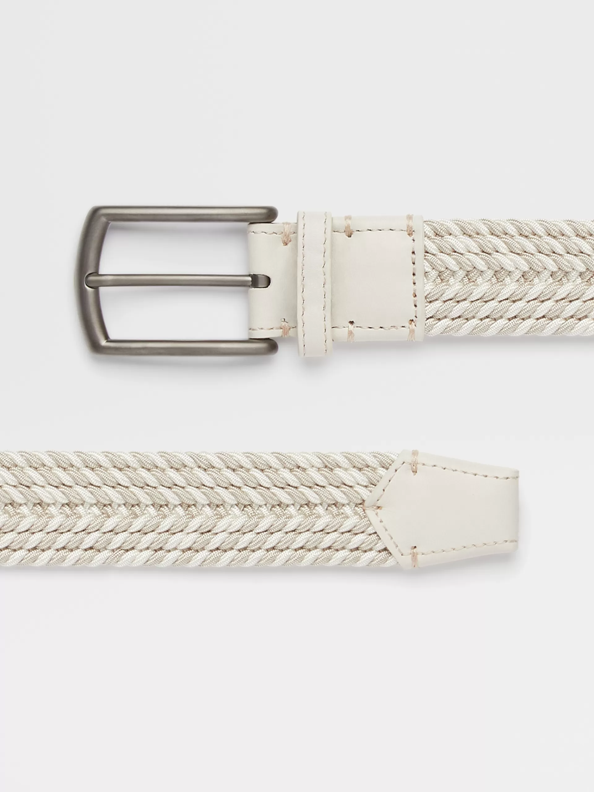 Best ZEGNA Ceinture Tressee En Rayonne Elastique Blanc Casse