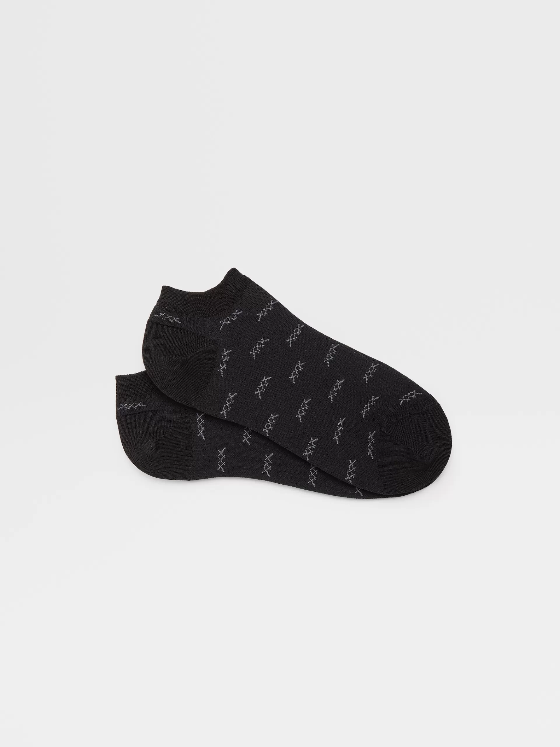 Outlet ZEGNA Chaussettes Basses En Coton Filoscoziaes Noir