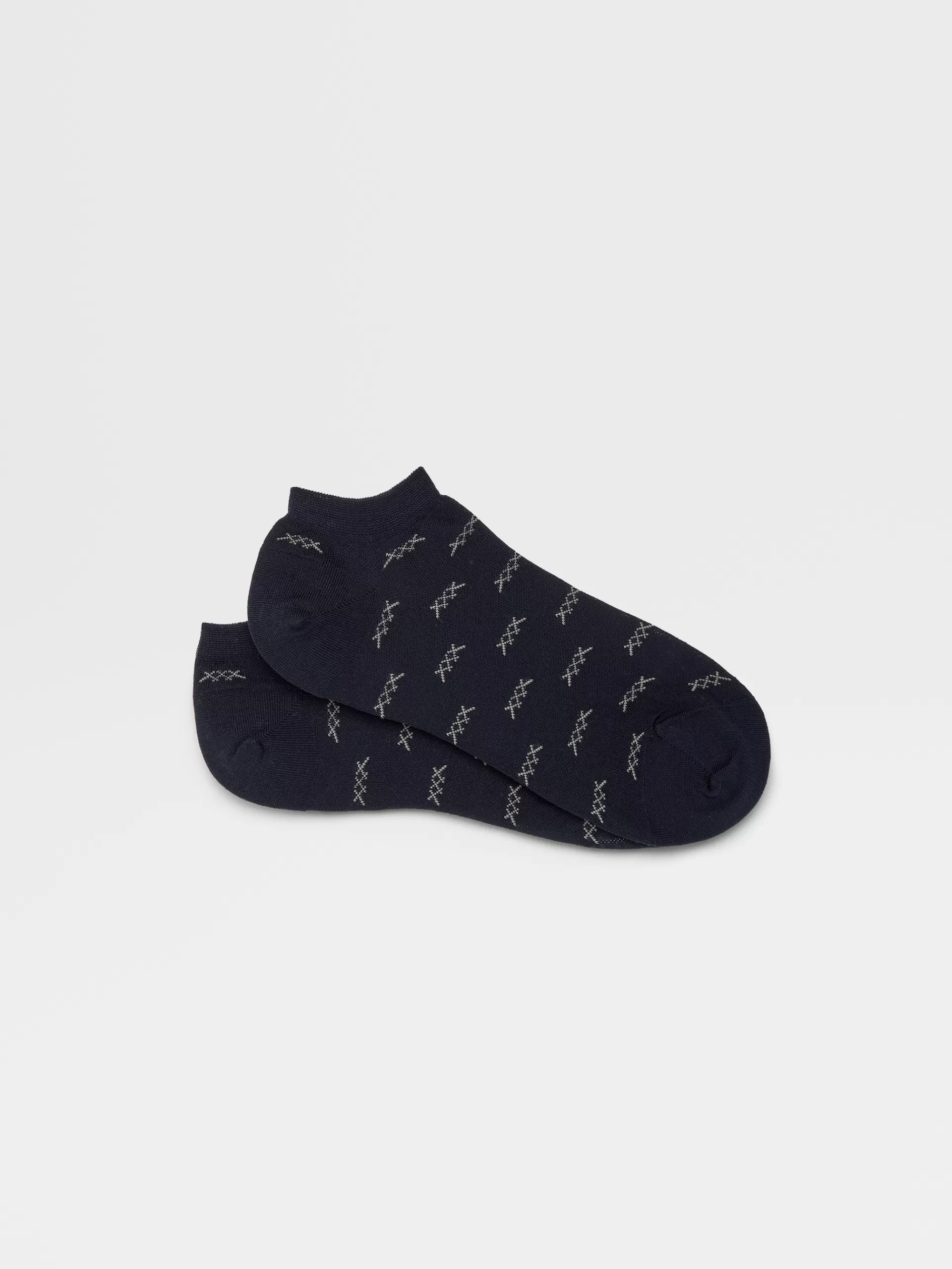 Shop ZEGNA Chaussettes Basses Iconic Triple X Bleu Marine