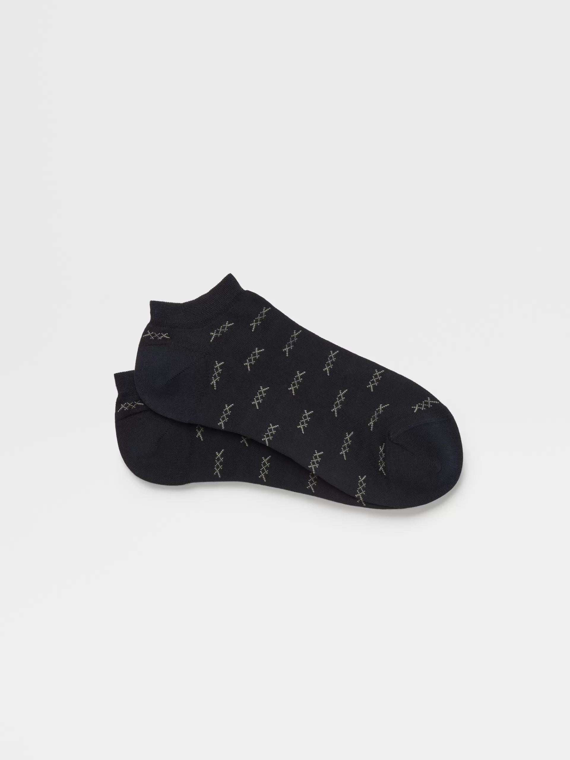 Cheap ZEGNA Chaussettes Basses Iconic Triple X En Coton Melange Bleu Nuit